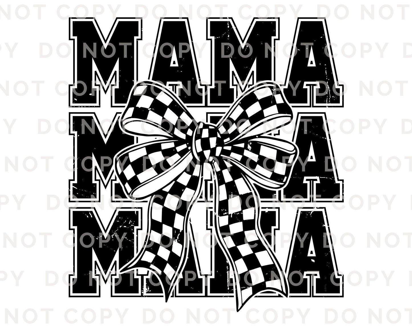 Mother's Day DTF Transfer, Ready to Press, T-shirt Transfer, Heat Transfer, Direct to Film, Gift for Mom, Mama Coquette Checkered Bow