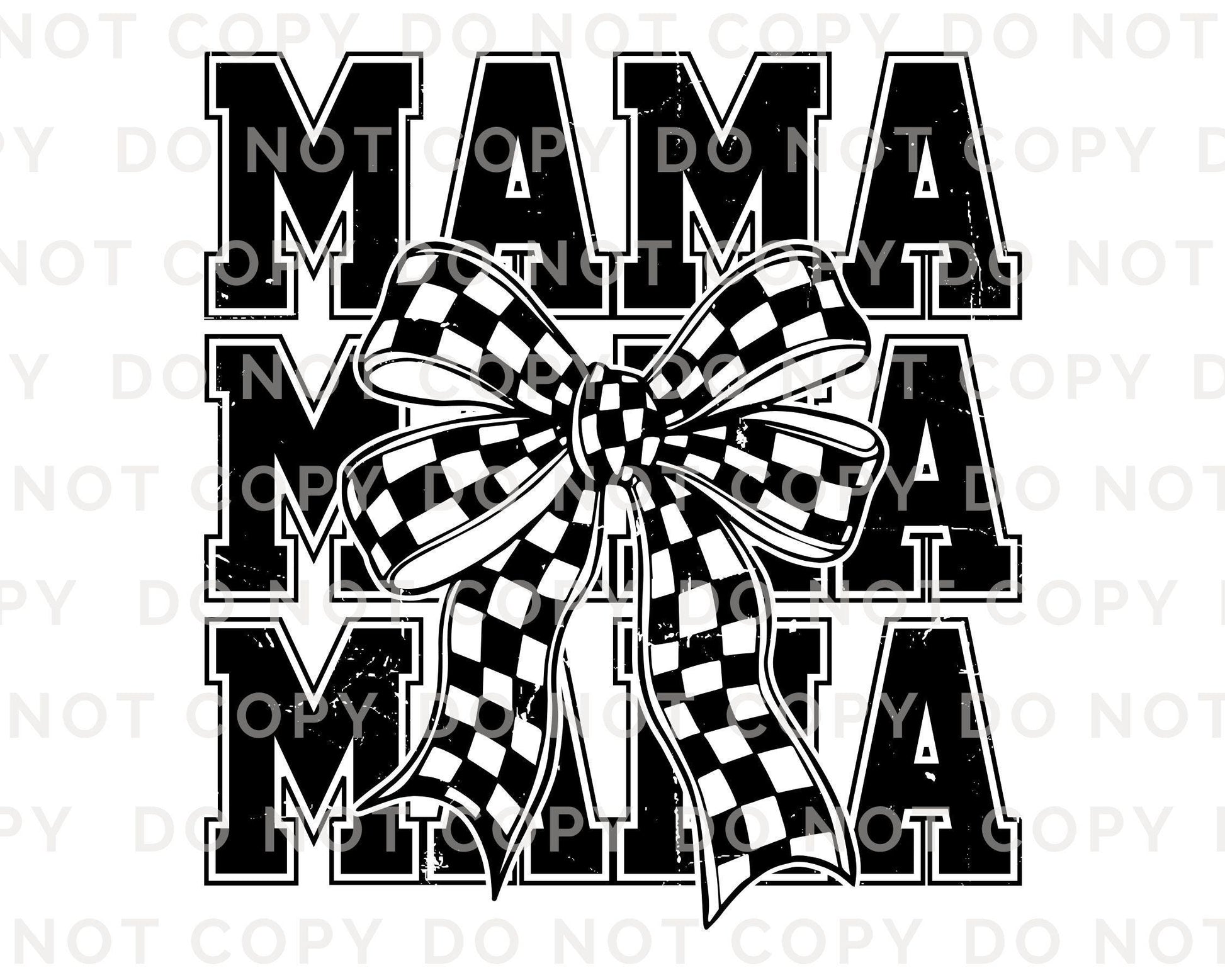Mother's Day DTF Transfer, Ready to Press, T-shirt Transfer, Heat Transfer, Direct to Film, Gift for Mom, Mama Coquette Checkered Bow