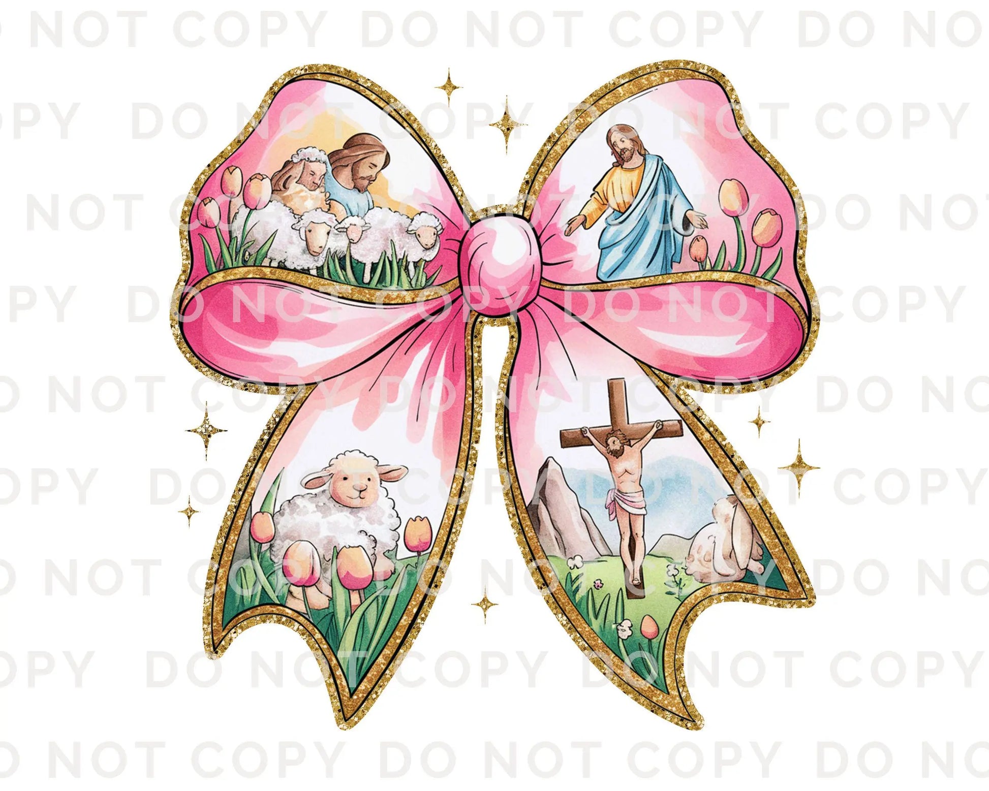 Easter DTF Transfer, Ready to Press, T-shirt Transfer, Heat Transfer, Direct to Film, Spring, Religious, Jesus, Lamb, Coquette Easter Bow
