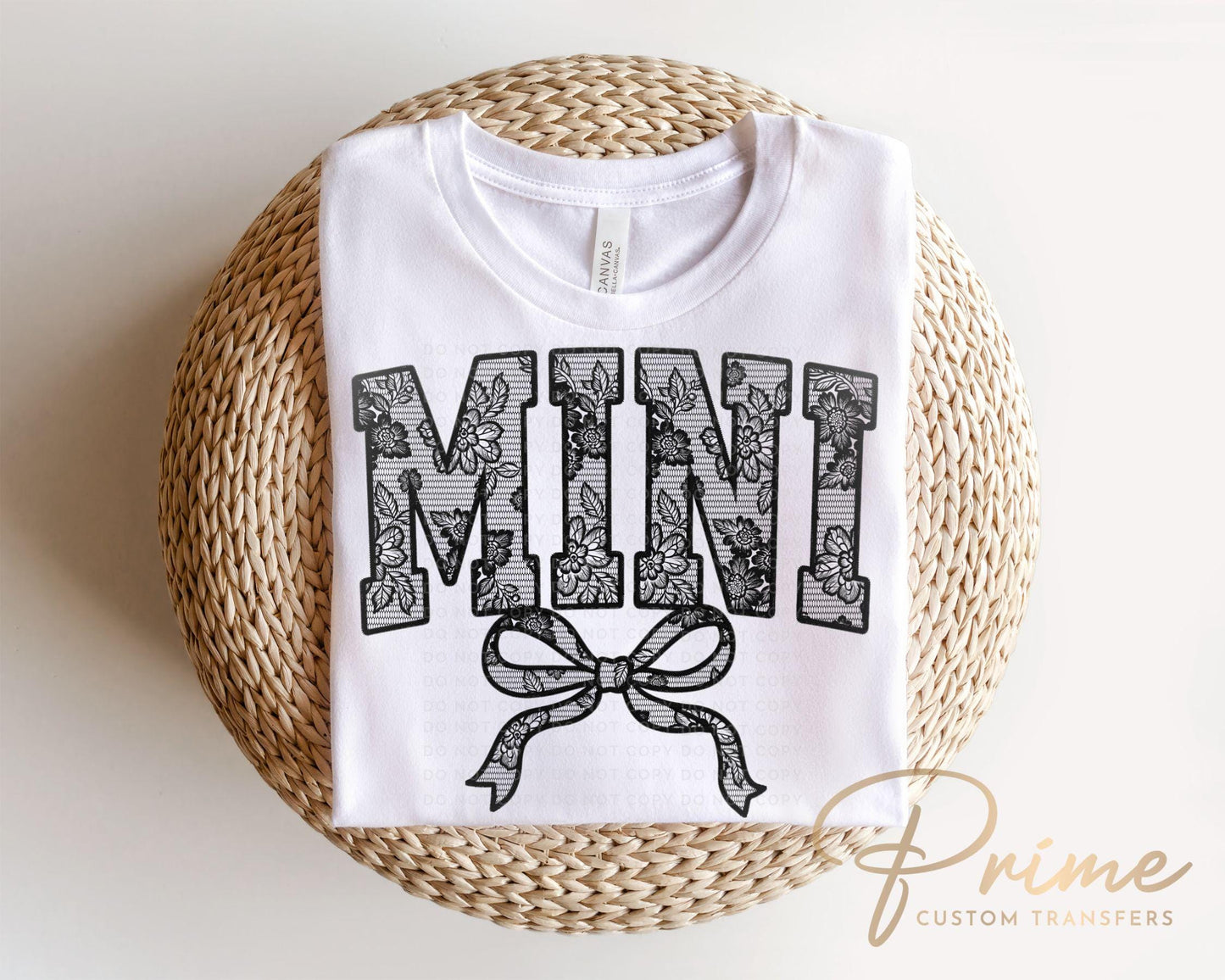 Mother's Day DTF Transfer, Ready to Press, T-shirt Transfers, Heat Transfer, Direct to Film, Mommy and Me, Coquette Faux Mini White Lace Bow