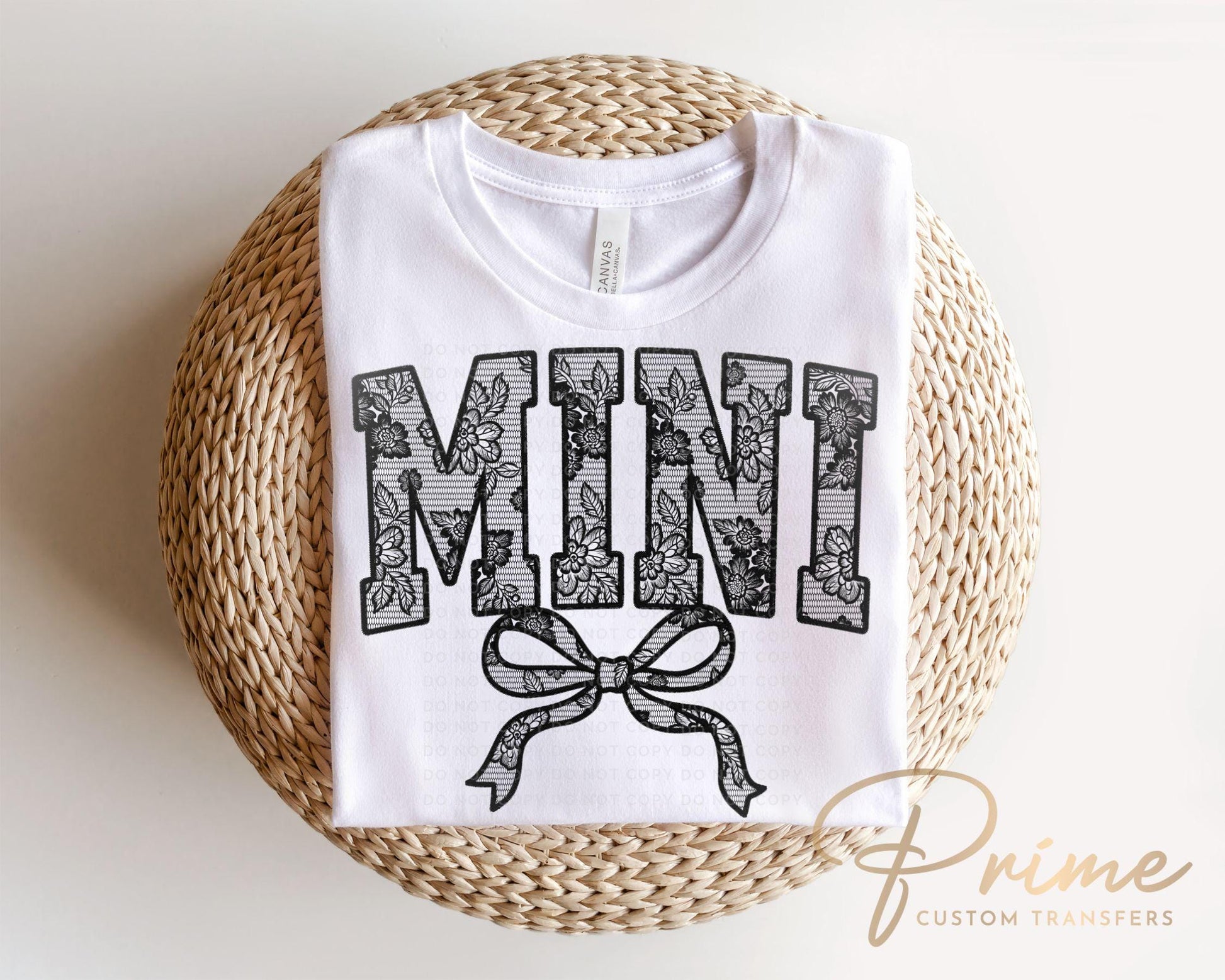 Mother's Day DTF Transfer, Ready to Press, T-shirt Transfers, Heat Transfer, Direct to Film, Mommy and Me, Coquette Faux Mini White Lace Bow