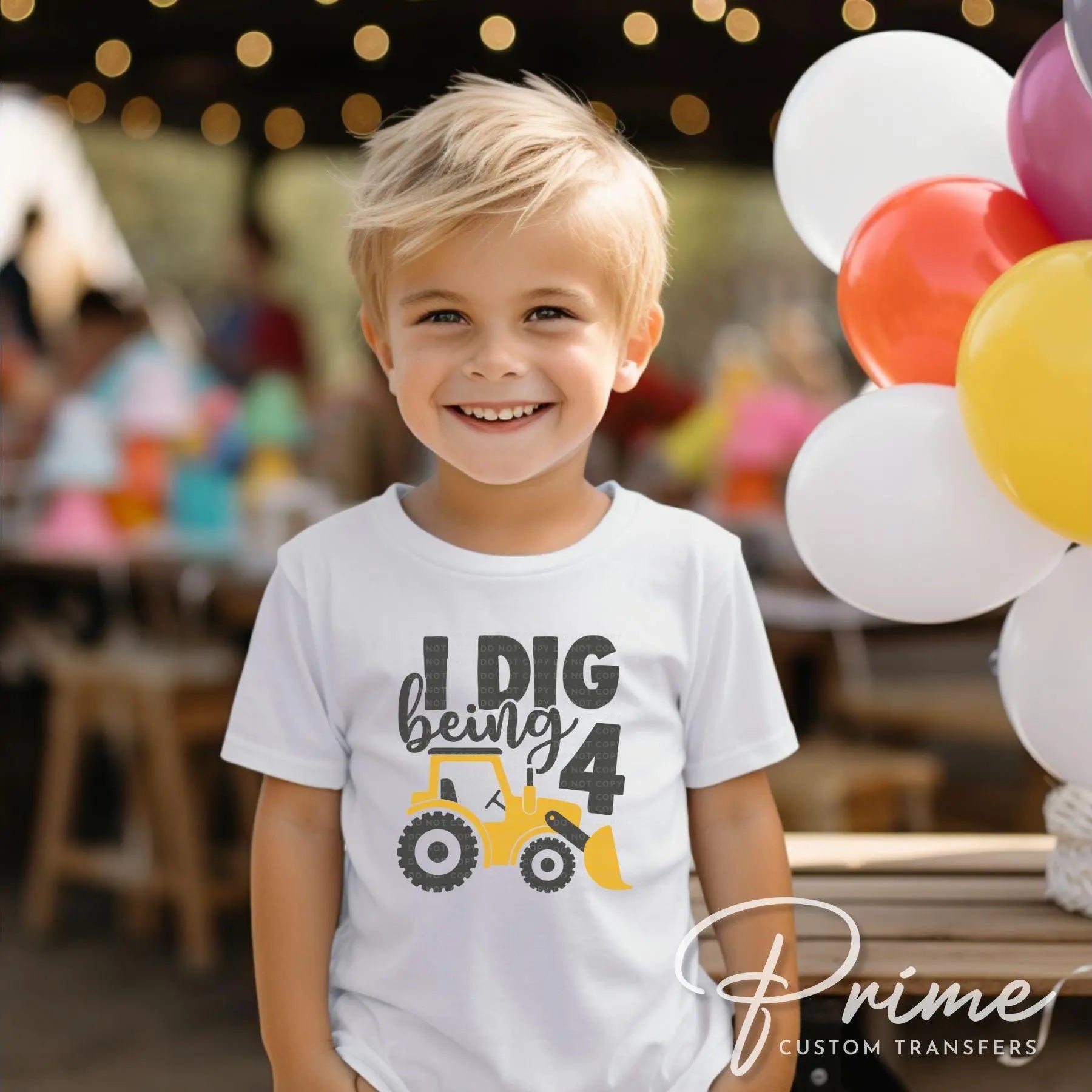 Birthday Boy DTF Transfers, Ready to Press, T-shirt Transfers, Heat Transfer, Direct to Film, Third Birthday Party, Tractor, I Dig Being 4