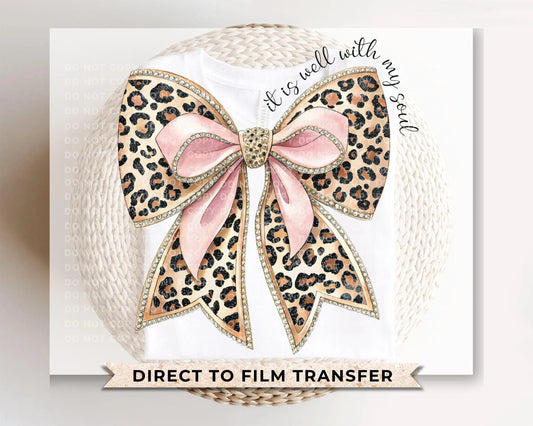 It Is Well With My Soul Bow DTF Transfer, Ready to Press, T-shirt Transfer, Heat Transfer, Direct to Film, Jesus, Coquette Leopard Print Bow