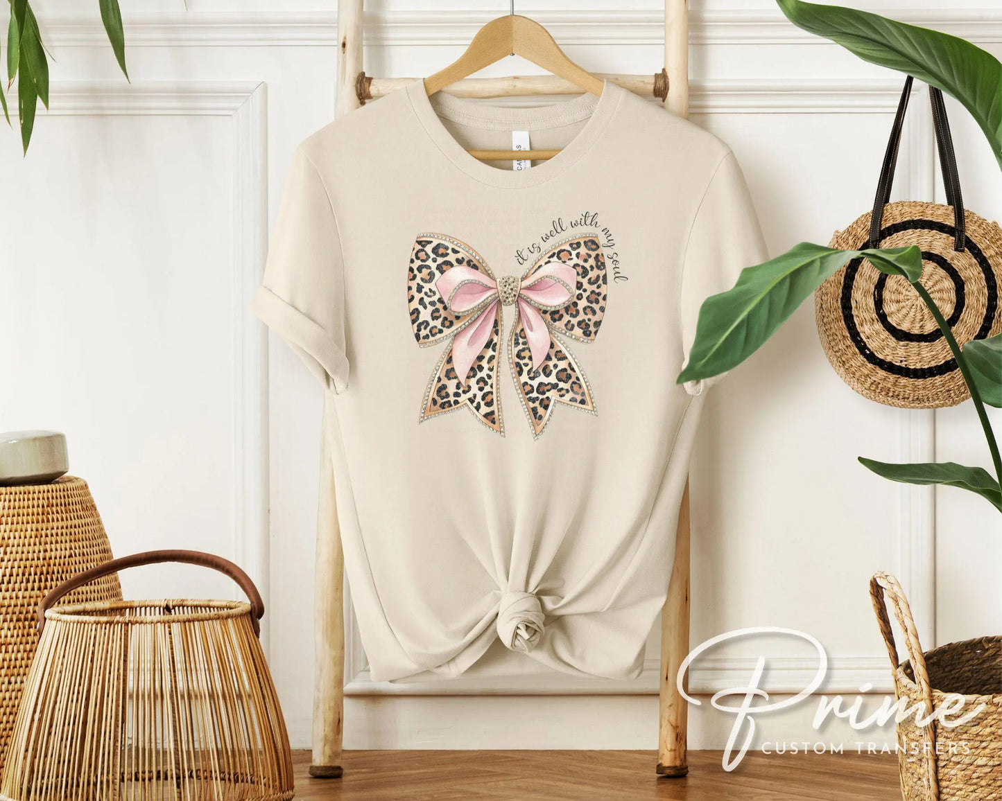 It Is Well With My Soul Bow DTF Transfer, Ready to Press, T-shirt Transfer, Heat Transfer, Direct to Film, Jesus, Coquette Leopard Print Bow