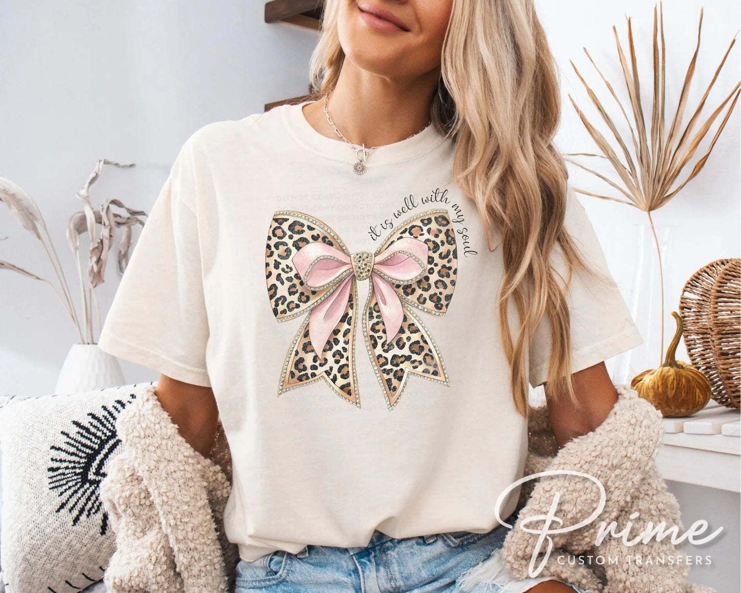 It Is Well With My Soul Bow DTF Transfer, Ready to Press, T-shirt Transfer, Heat Transfer, Direct to Film, Jesus, Coquette Leopard Print Bow