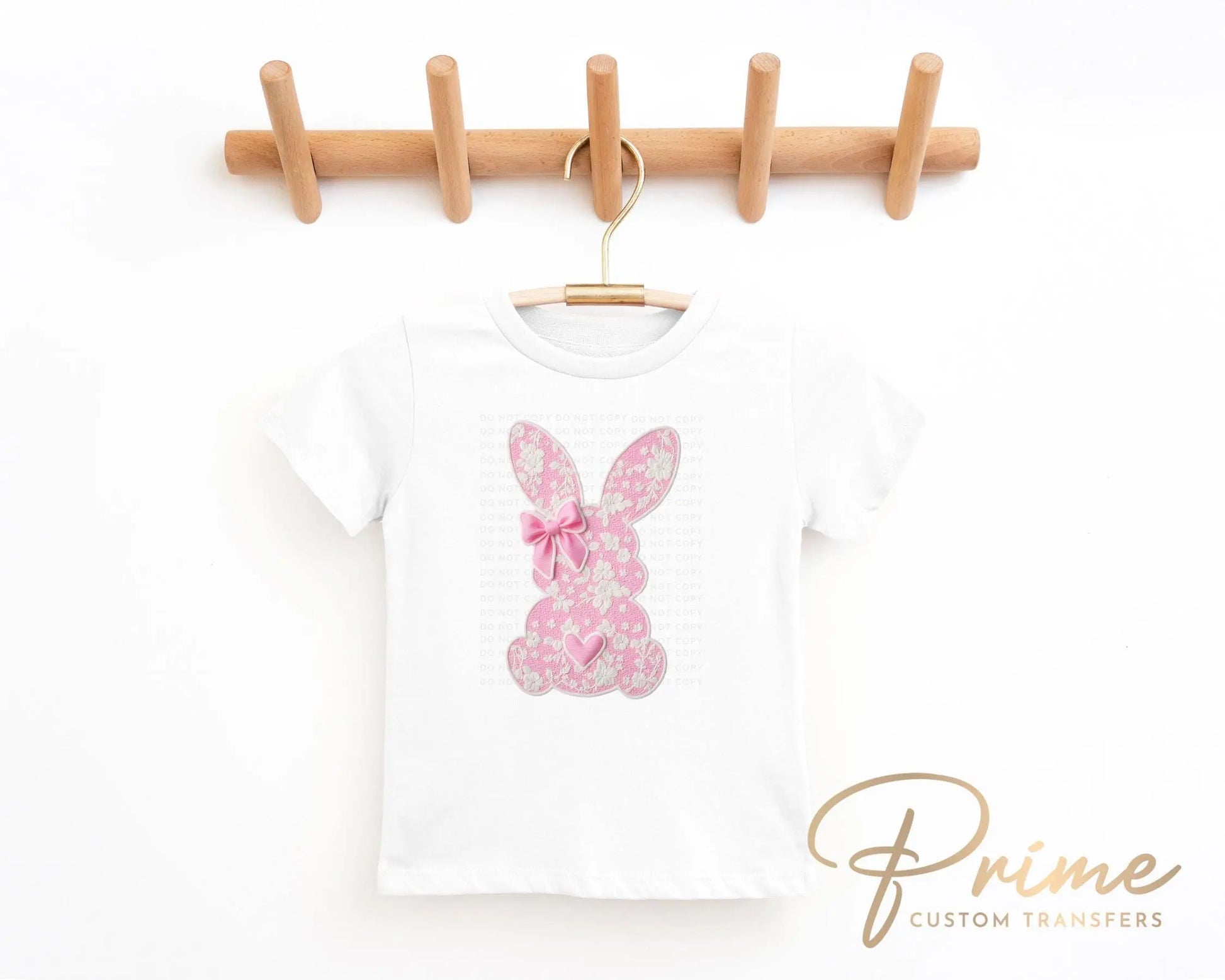 Easter DTF Transfer, Ready to Press, T-shirt Transfer, Heat Transfer, Direct to Film, Spring, Girly, Trendy, Pink Coquette Lace Easter Bunny