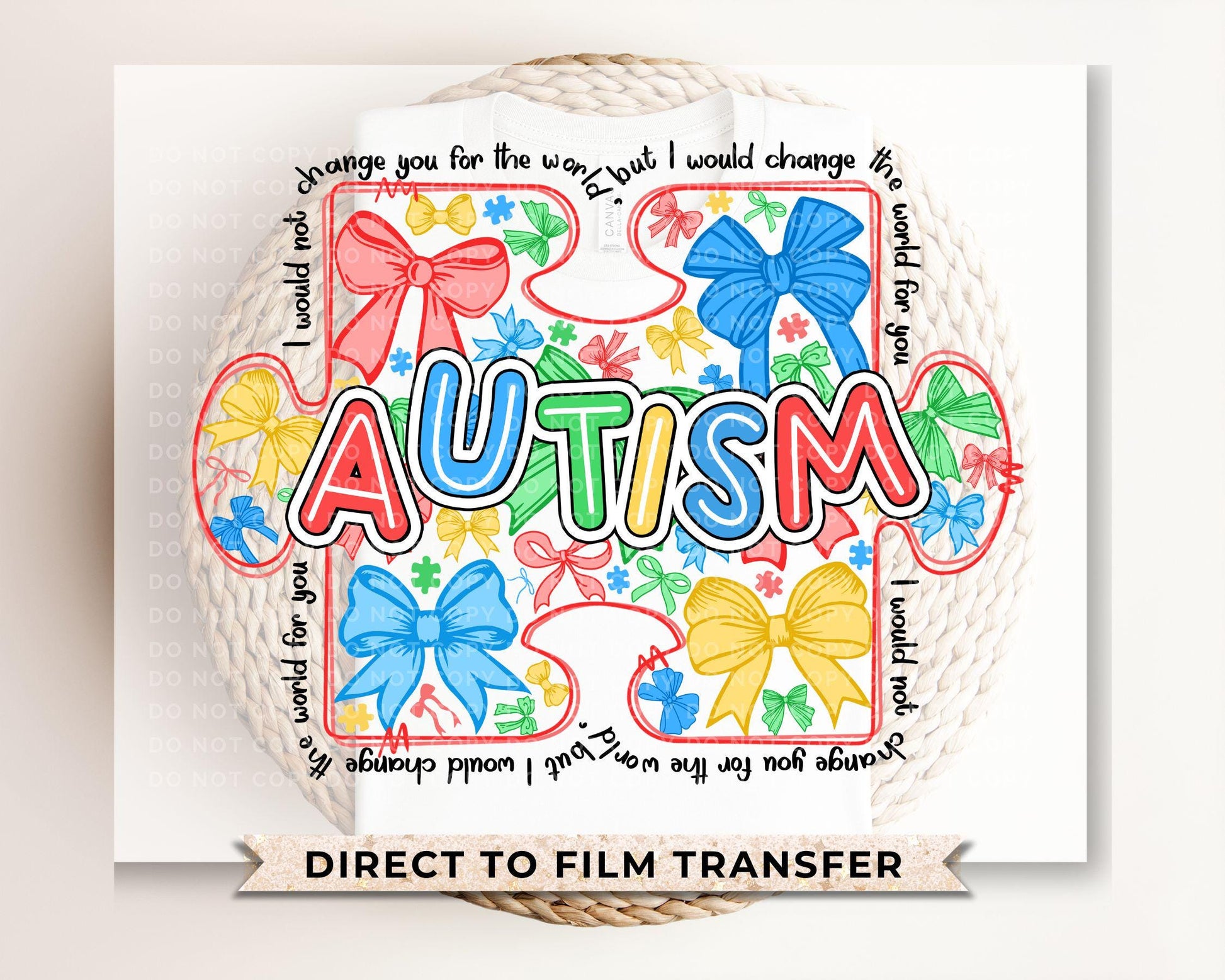 Autism Awareness DTF Transfer, Ready to Press, T-shirt Transfer, Heat Transfer, Direct to Film, Autism Mama, Puzzle, Special Education