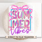 Summer Vibes DTF Transfer, Ready to Press, T-shirt Transfer, Heat Transfer, Direct to Film, Beach, Brushstroke, Coquette Bow Purple and Pink