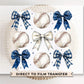 Baseball DTF Transfer, Ready to Press, T-shirt Transfer, Heat Transfer, Direct to Film, Sport Mama Apparel, Blue Coquette Baseballs and Bows