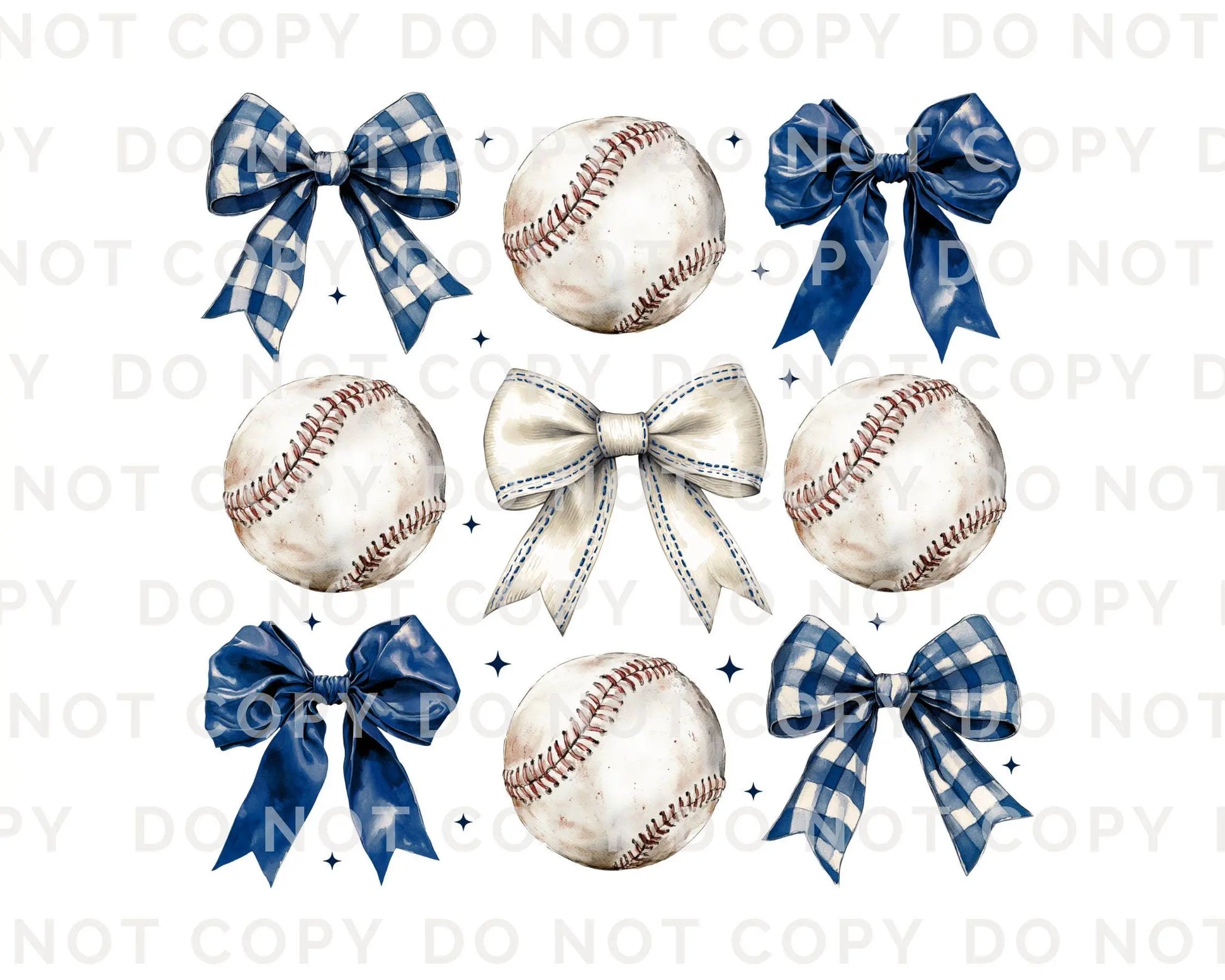 Baseball DTF Transfer, Ready to Press, T-shirt Transfer, Heat Transfer, Direct to Film, Sport Mama Apparel, Blue Coquette Baseballs and Bows