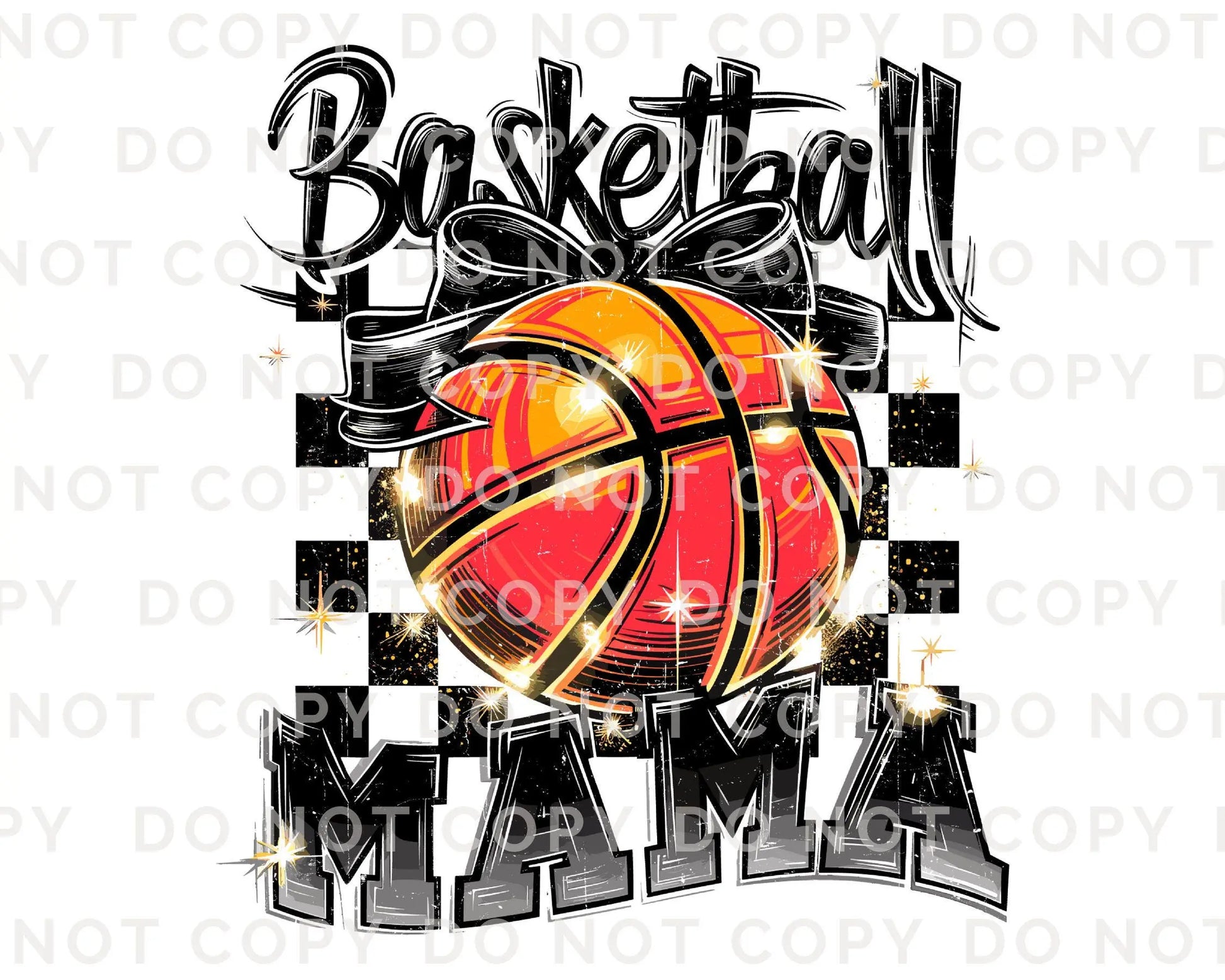 Basketball DTF Transfers, Ready to Press, T-shirt Transfers, Heat Transfer, Direct to Film, Sports Mama, Game Day, Checkered Coquette Bow