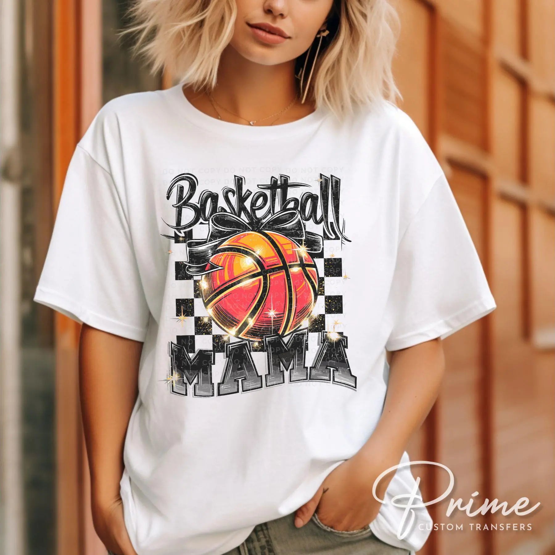 Basketball DTF Transfers, Ready to Press, T-shirt Transfers, Heat Transfer, Direct to Film, Sports Mama, Game Day, Checkered Coquette Bow