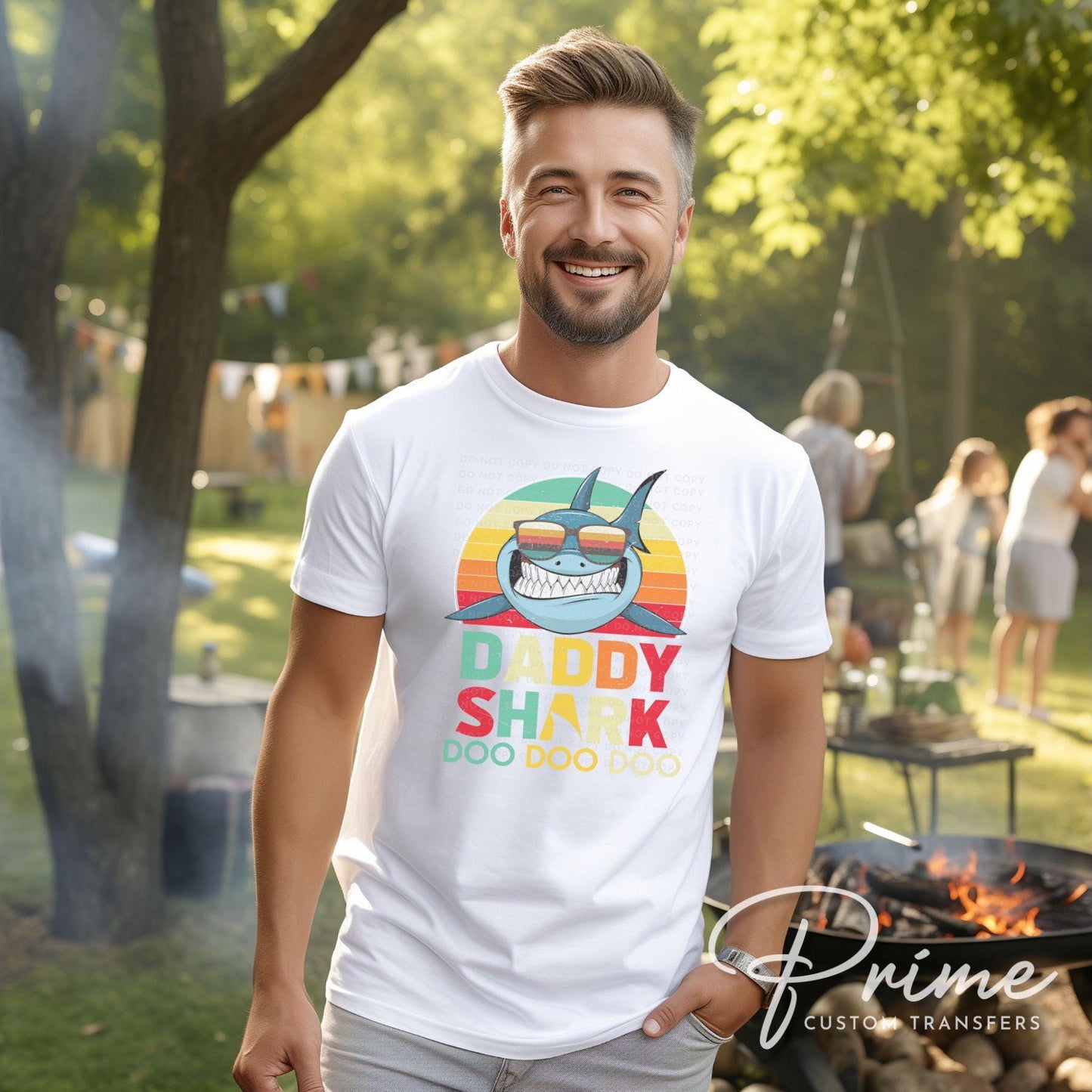Father's Day DTF Transfer, Ready to Press, T-shirt Transfers, Heat Transfer, Direct to Film, Gift for Dad, Family, Matching, Daddy Shark