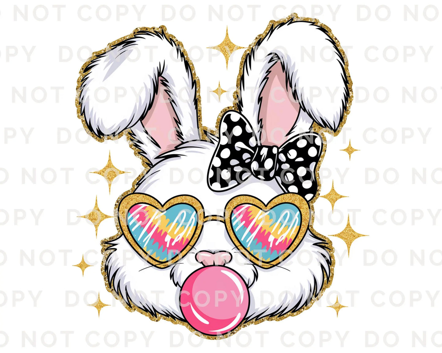 Easter DTF Transfer, Ready to Press, T-shirt Transfer, Heat Transfer, Direct to Film, Spring, Bow, Sunglasses, Bubble, Coquette Easter Bunny