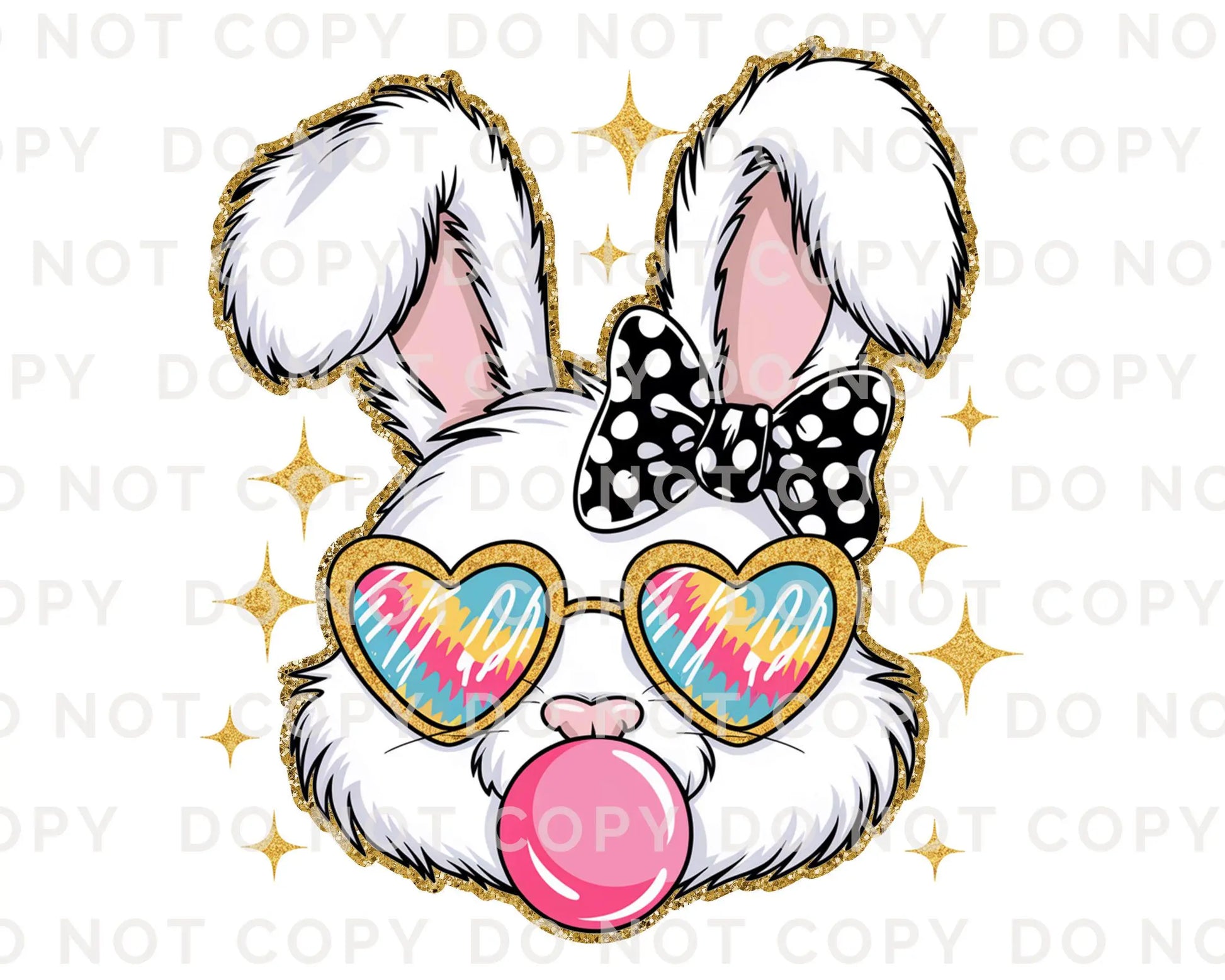 Easter DTF Transfer, Ready to Press, T-shirt Transfer, Heat Transfer, Direct to Film, Spring, Bow, Sunglasses, Bubble, Coquette Easter Bunny