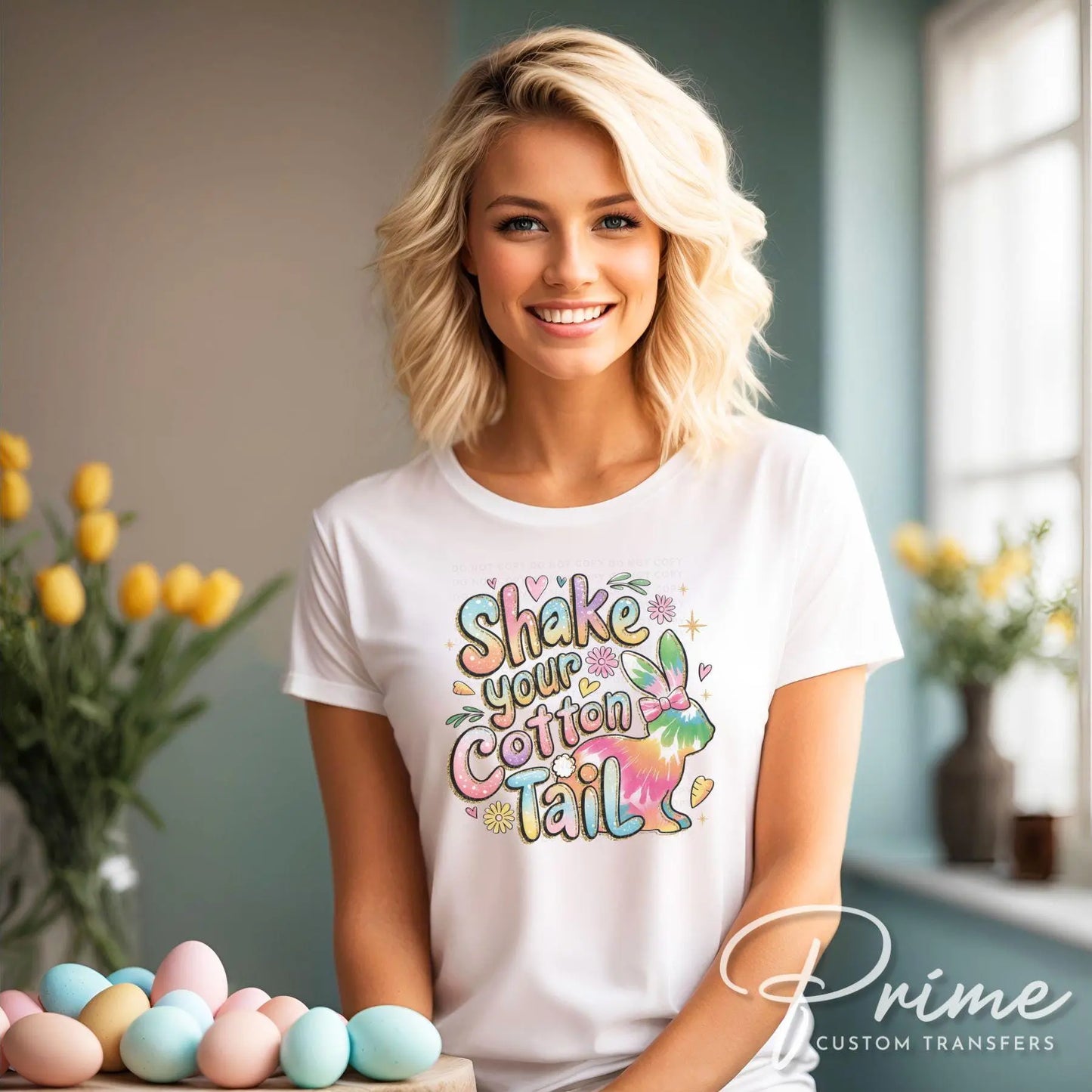 Easter DTF Transfer, Ready to Press, T-shirt Transfer, Heat Transfer, Direct to Film, Spring, Rabbit, Tye Dye Bunny, Shake Your Cotton Tail