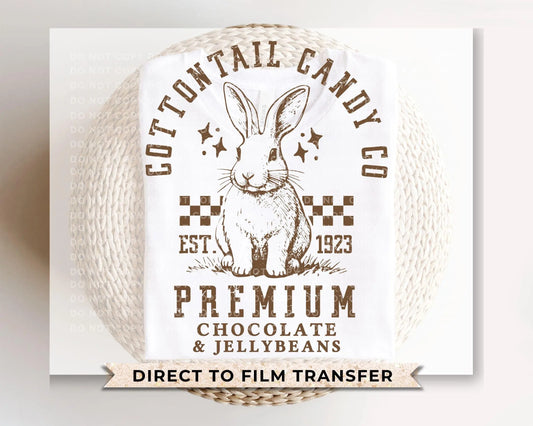 Easter DTF Transfer, Ready to Press, T-shirt Transfer, Heat Transfer, Direct to Film, Holiday, Spring, Bunny Cottontail Candy Company