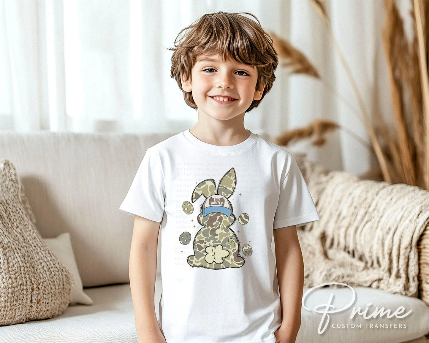 Easter DTF Transfers, Ready to Press, T-shirt Transfers, Heat Transfer, Direct to Film, Boy, Kids, Doodle, Egg Hunter Camo Easter Bunny