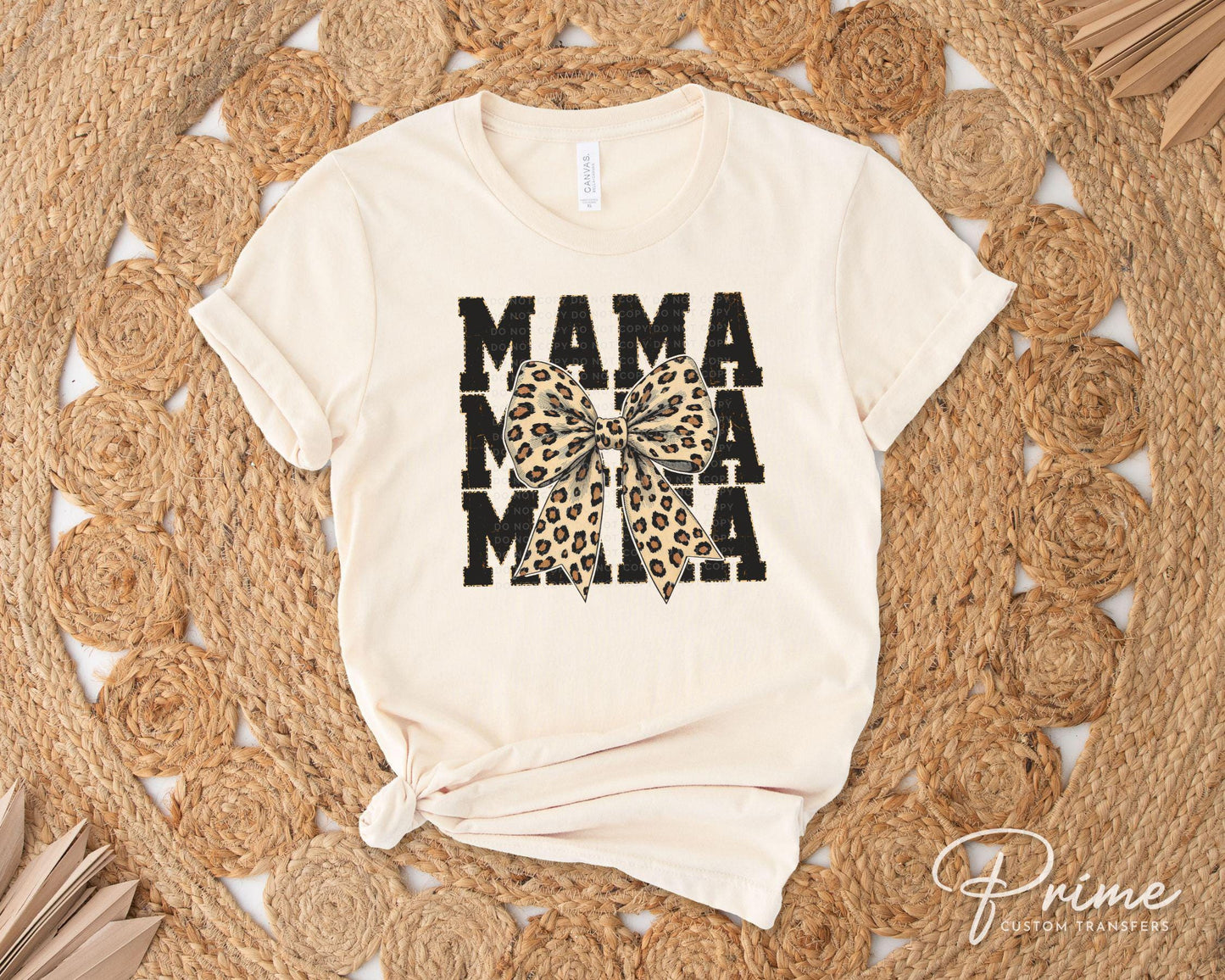 Mother's Day DTF Transfer, Ready to Press, T-shirt Transfer, Heat Transfer, Direct to Film, Animal Print, Leopard Print Mama Coquette Bow