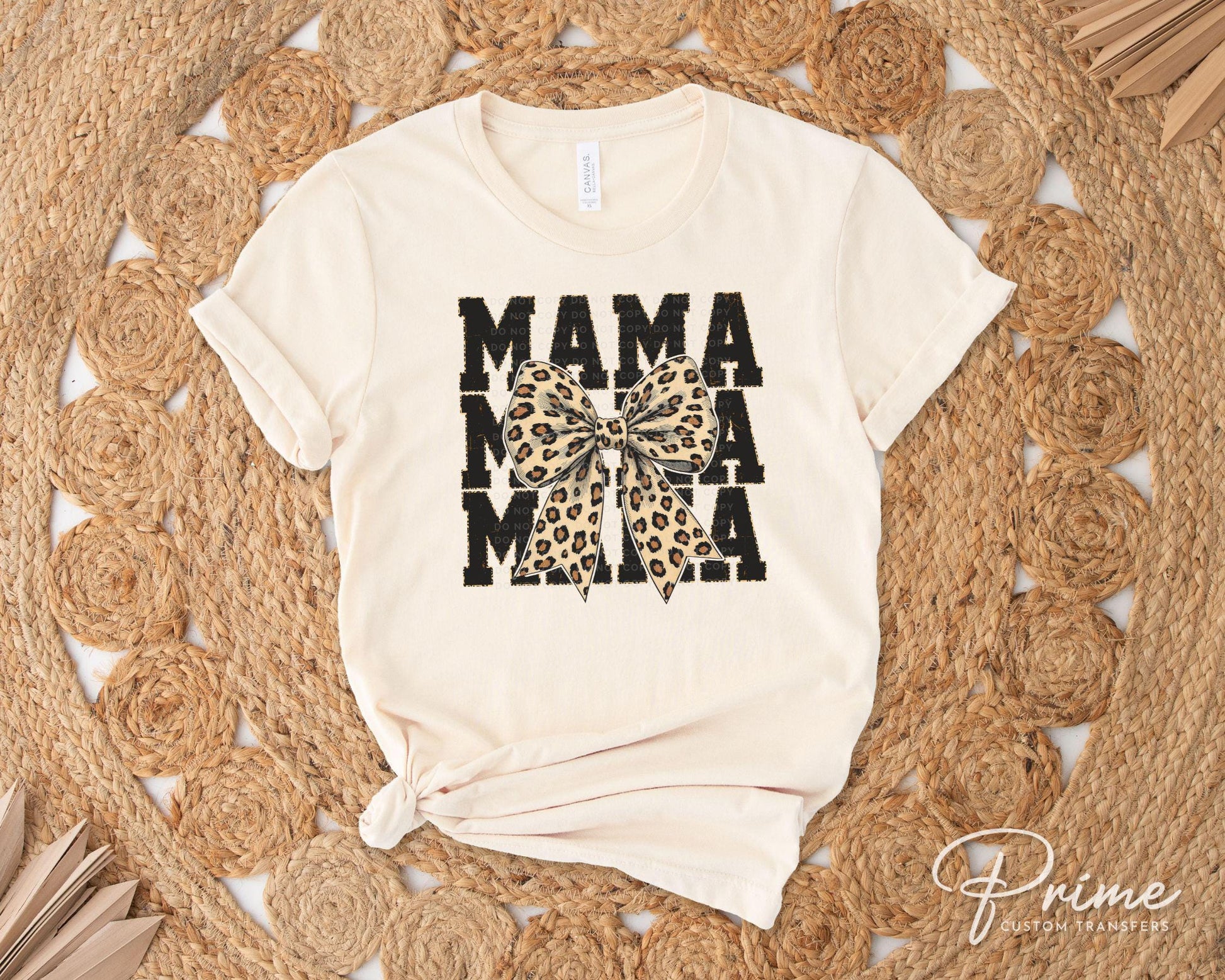 Mother's Day DTF Transfer, Ready to Press, T-shirt Transfer, Heat Transfer, Direct to Film, Animal Print, Leopard Print Mama Coquette Bow