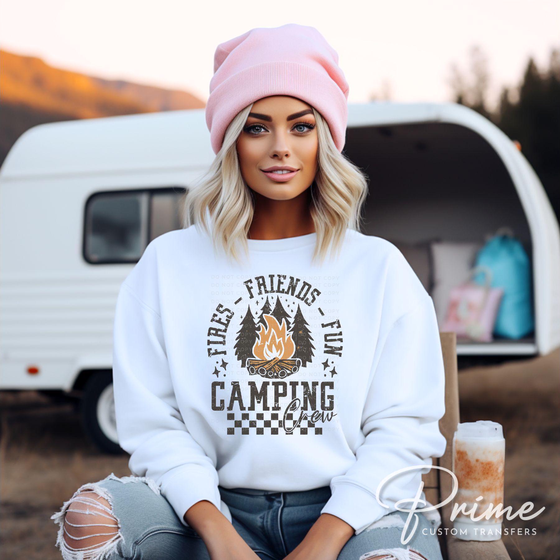 Camping DTF Transfer, Ready to Press, T-shirt Transfer, Heat Transfer, Direct to Film, Outdoor Adventure Vacation, Group, Trip, Camping Crew