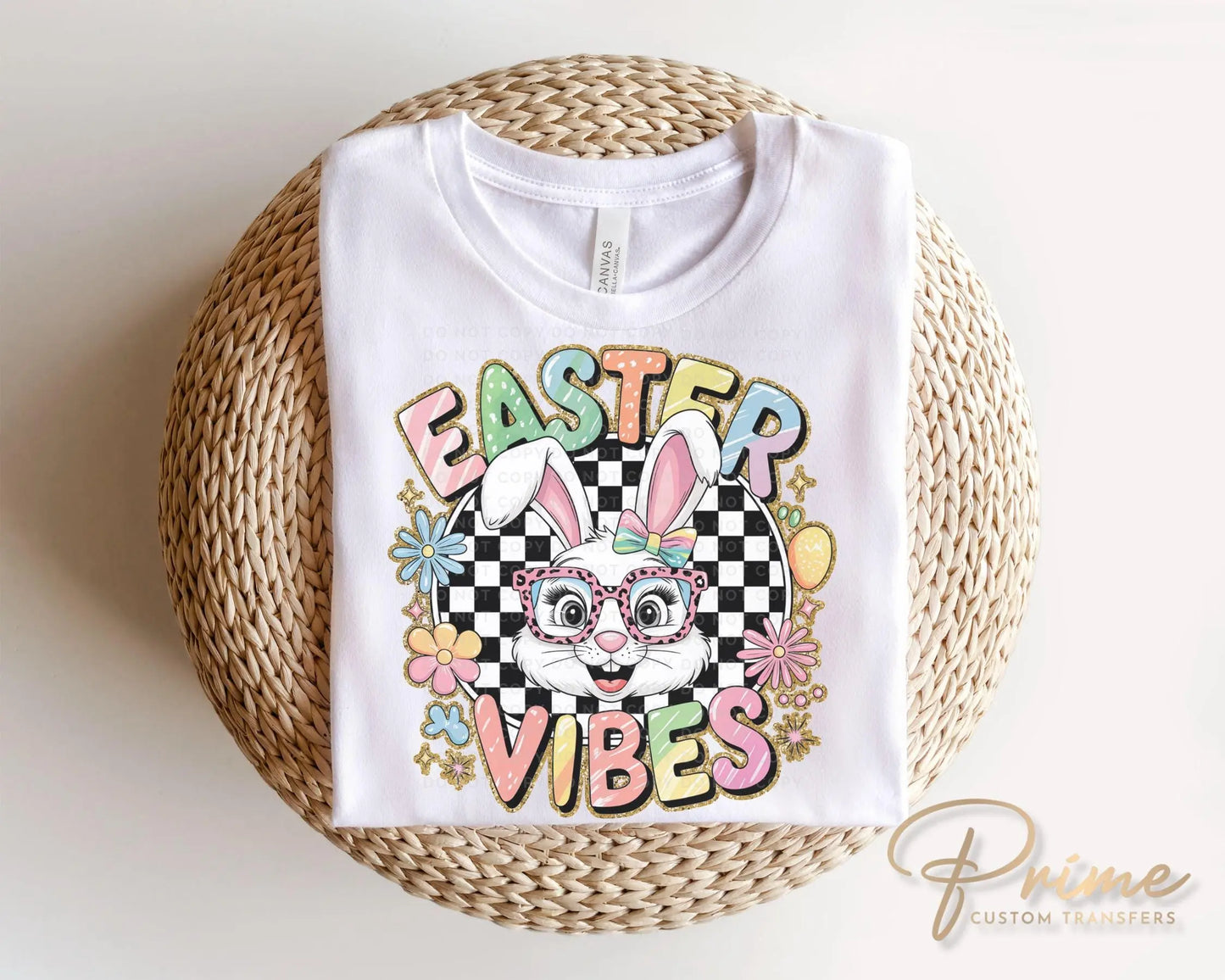 Easter DTF Transfer, Ready to Press, T-shirt Transfer, Heat Transfer, Direct to Film, Bunny, Glitter, Brushstroke, Coquette Easter Vibes