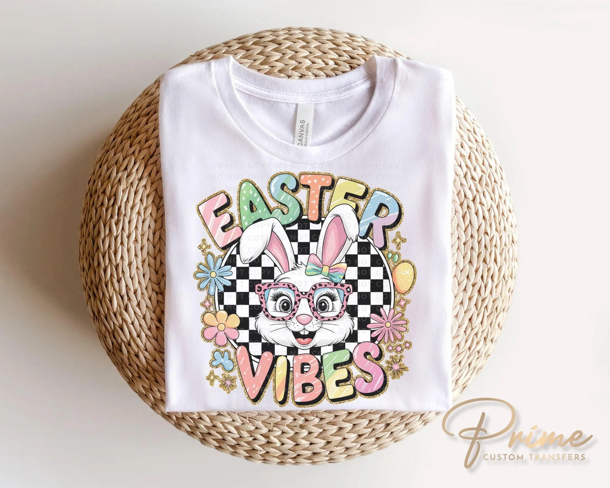 Easter DTF Transfer, Ready to Press, T-shirt Transfer, Heat Transfer, Direct to Film, Bunny, Glitter, Brushstroke, Coquette Easter Vibes