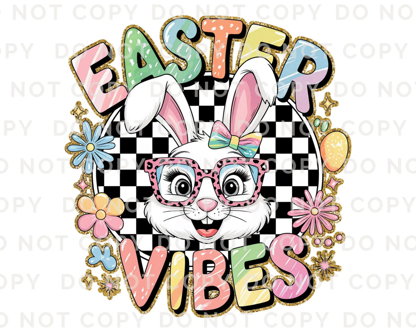 Easter DTF Transfer, Ready to Press, T-shirt Transfer, Heat Transfer, Direct to Film, Bunny, Glitter, Brushstroke, Coquette Easter Vibes