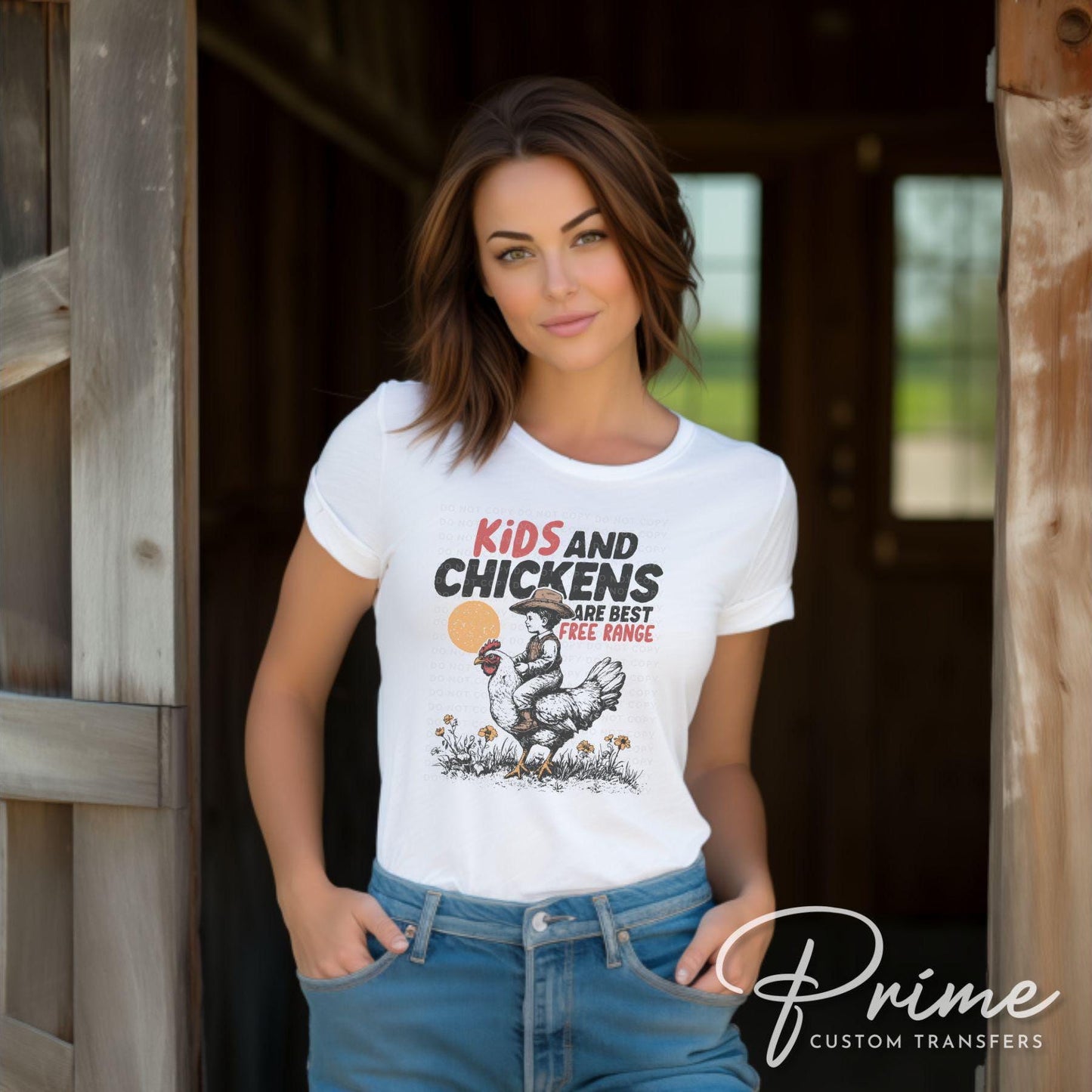 Kids and Chickens are Best Free Range DTF Transfers, Ready to Press, T-shirt Transfers, Heat Transfer, Direct to Film, Farm Life, Homestead