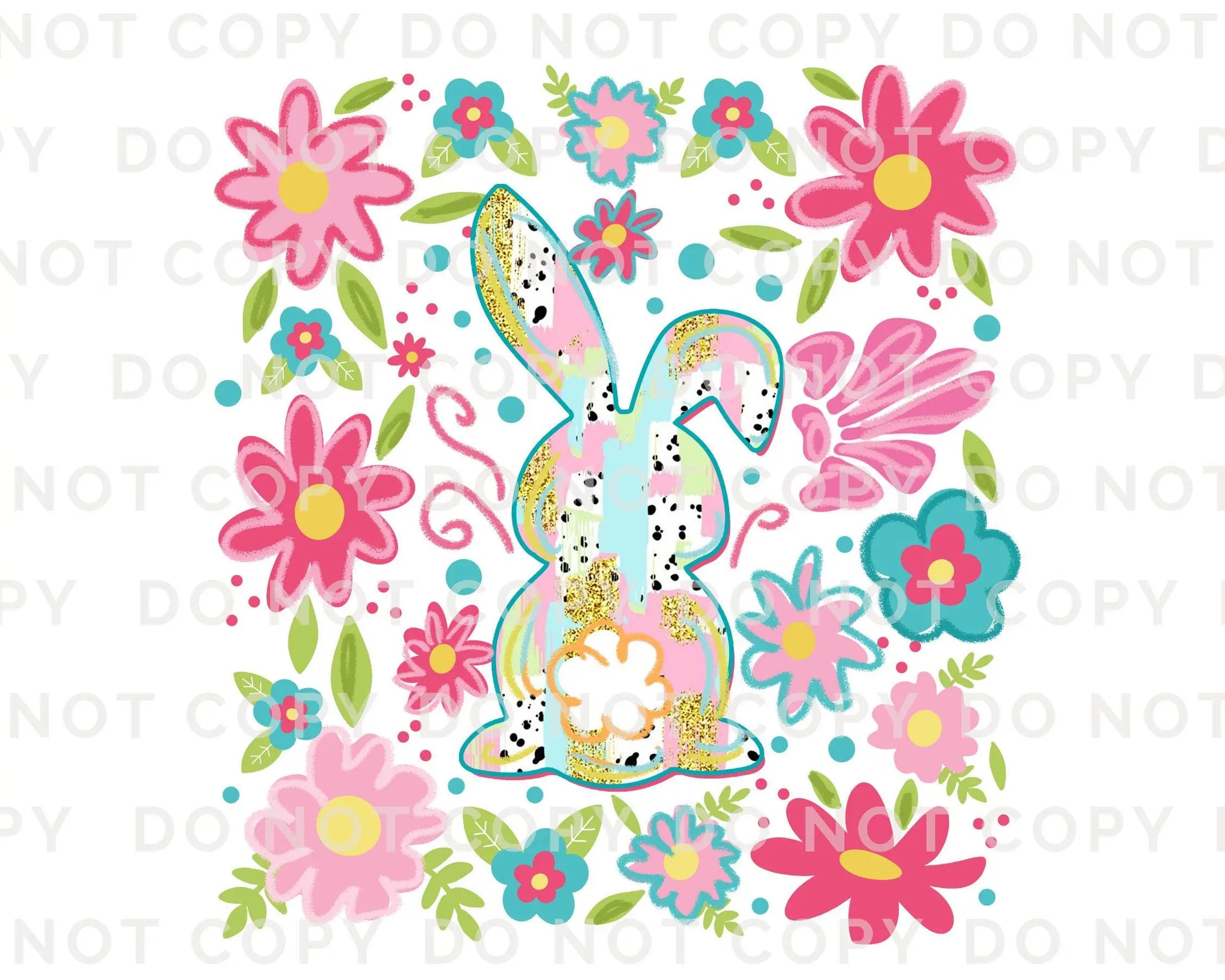 Easter DTF Transfer, Ready to Press, T-shirt Transfer, Heat Transfer, Direct to Film, Floral, Spring, Rabbit, Boho, Flowers, Easter Bunny