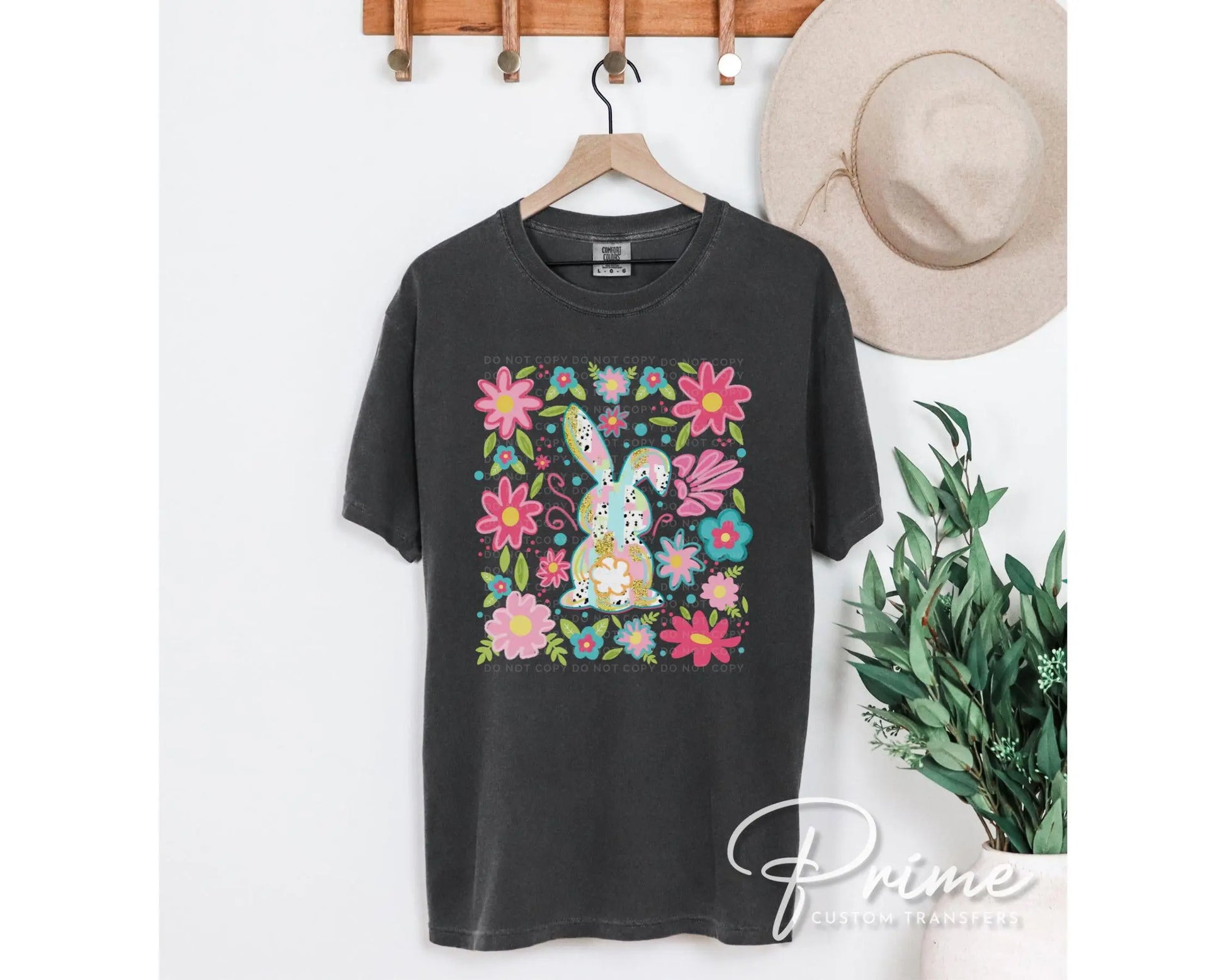 Easter DTF Transfer, Ready to Press, T-shirt Transfer, Heat Transfer, Direct to Film, Floral, Spring, Rabbit, Boho, Flowers, Easter Bunny