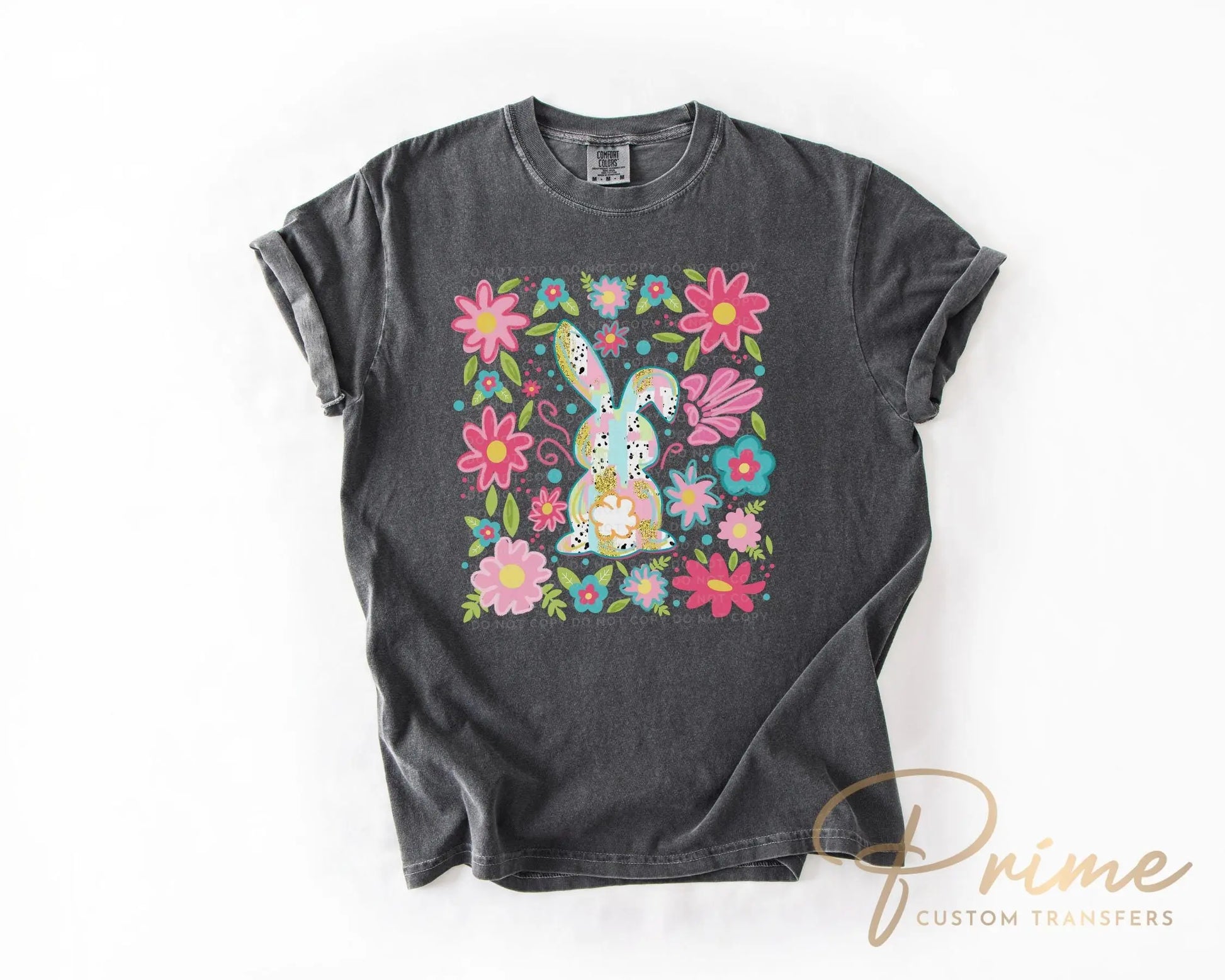 Easter DTF Transfer, Ready to Press, T-shirt Transfer, Heat Transfer, Direct to Film, Floral, Spring, Rabbit, Boho, Flowers, Easter Bunny