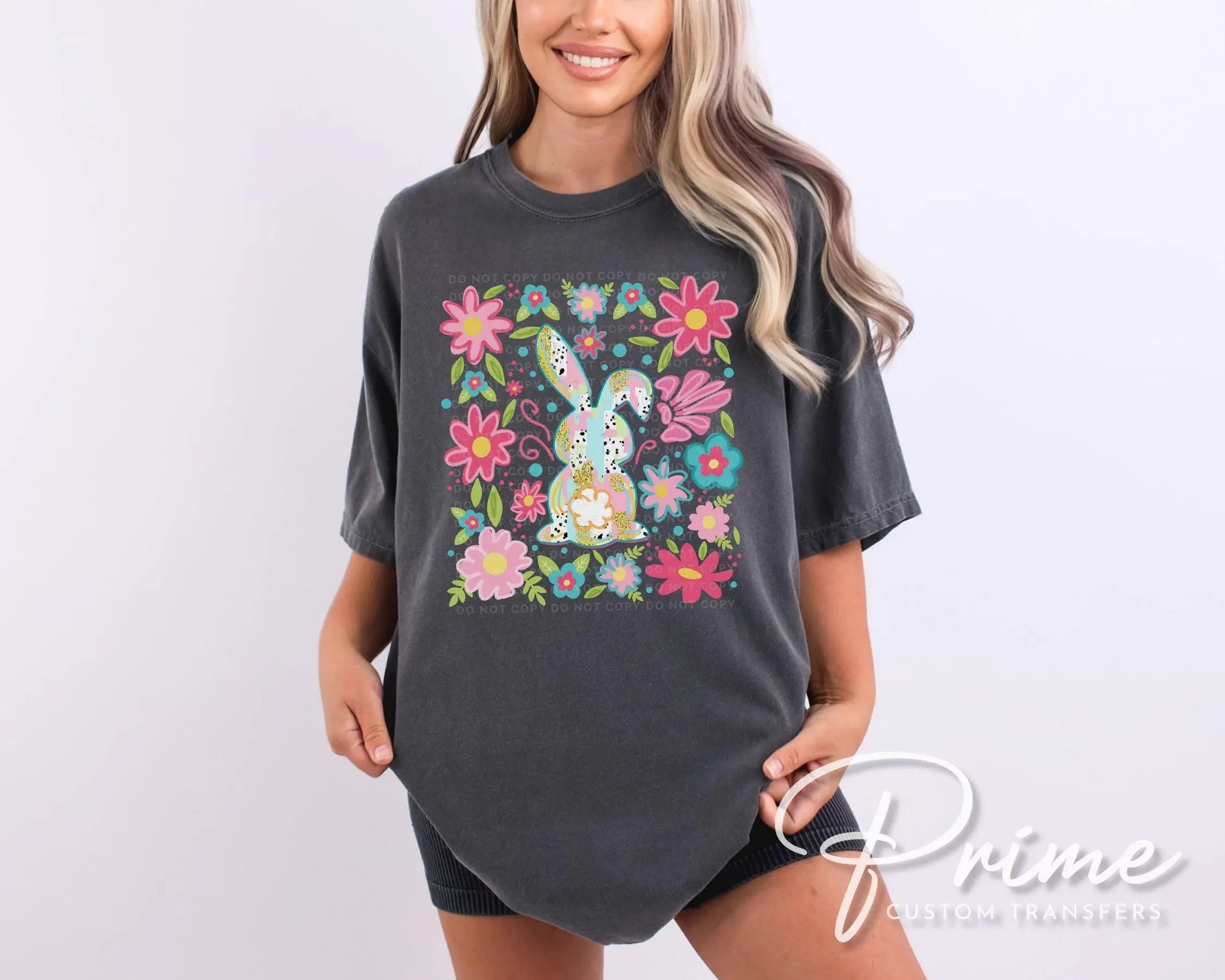 Easter DTF Transfer, Ready to Press, T-shirt Transfer, Heat Transfer, Direct to Film, Floral, Spring, Rabbit, Boho, Flowers, Easter Bunny