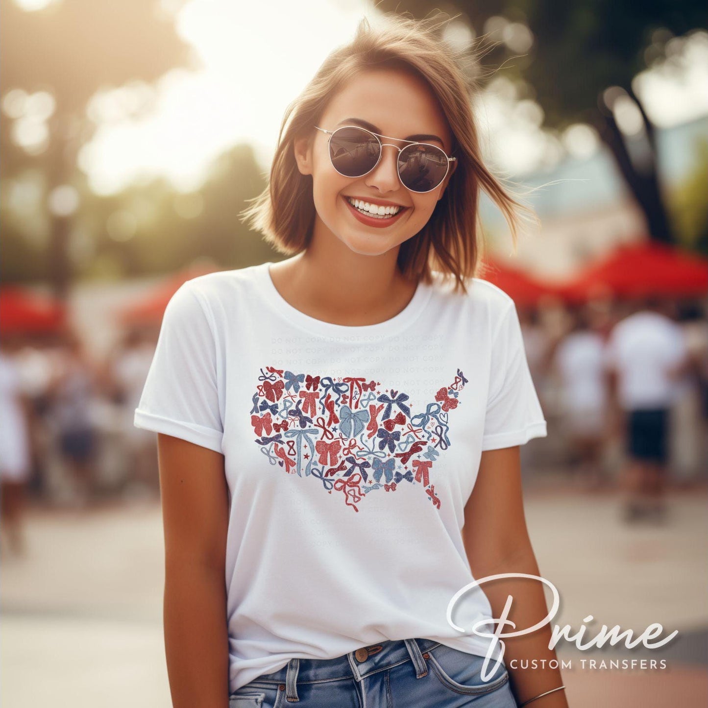 4th of July DTF Transfers, Ready to Press, T-shirt Transfers, Heat Transfer, Direct to Film, USA, Ribbon, Coquette, Red White, Blue Bows