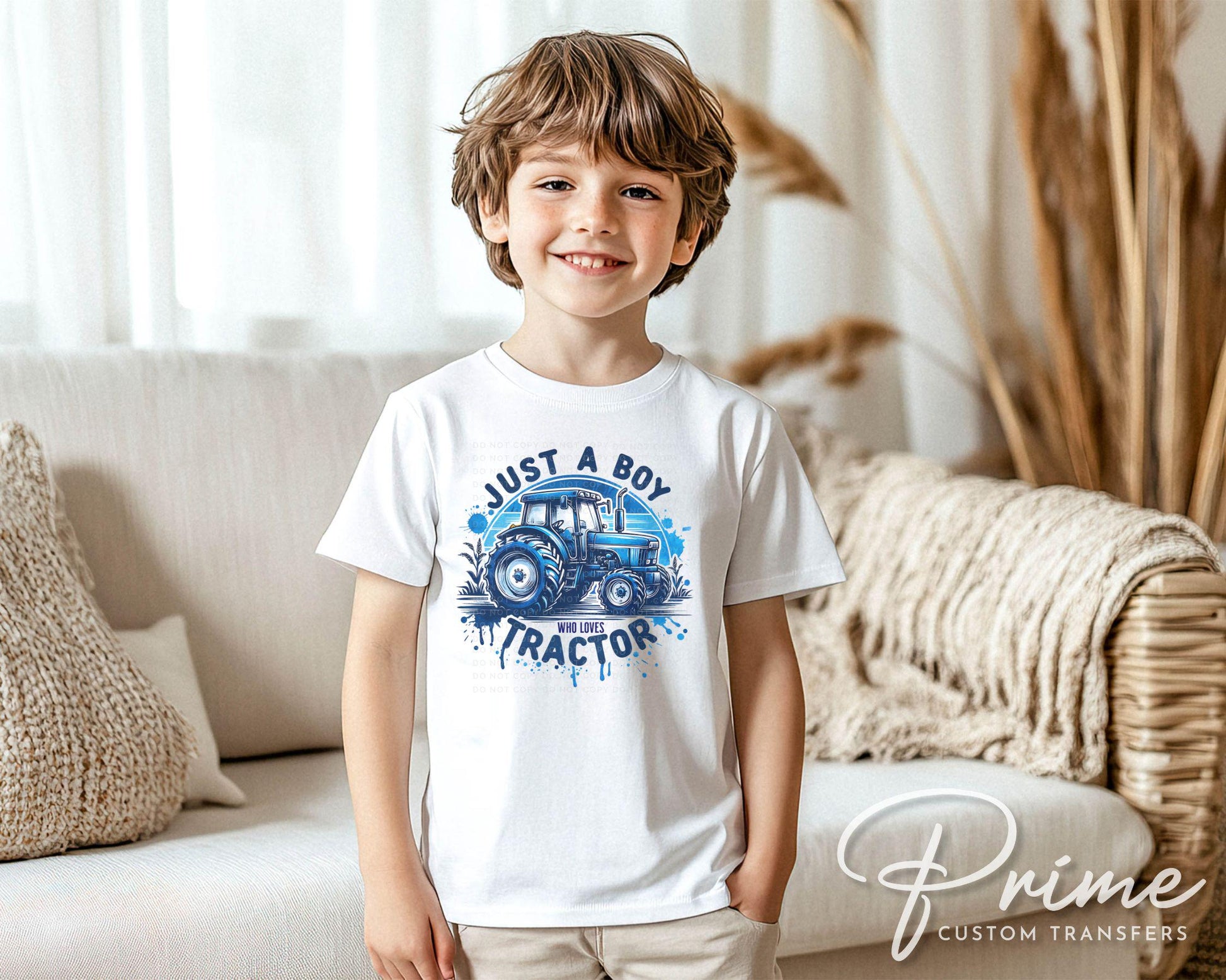 Just a Boy That Loves Tractors DTF Transfers, Ready to Press, T-shirt Transfers, Heat Transfer, Direct to Film, Blue Tractor, Boy, Farmer