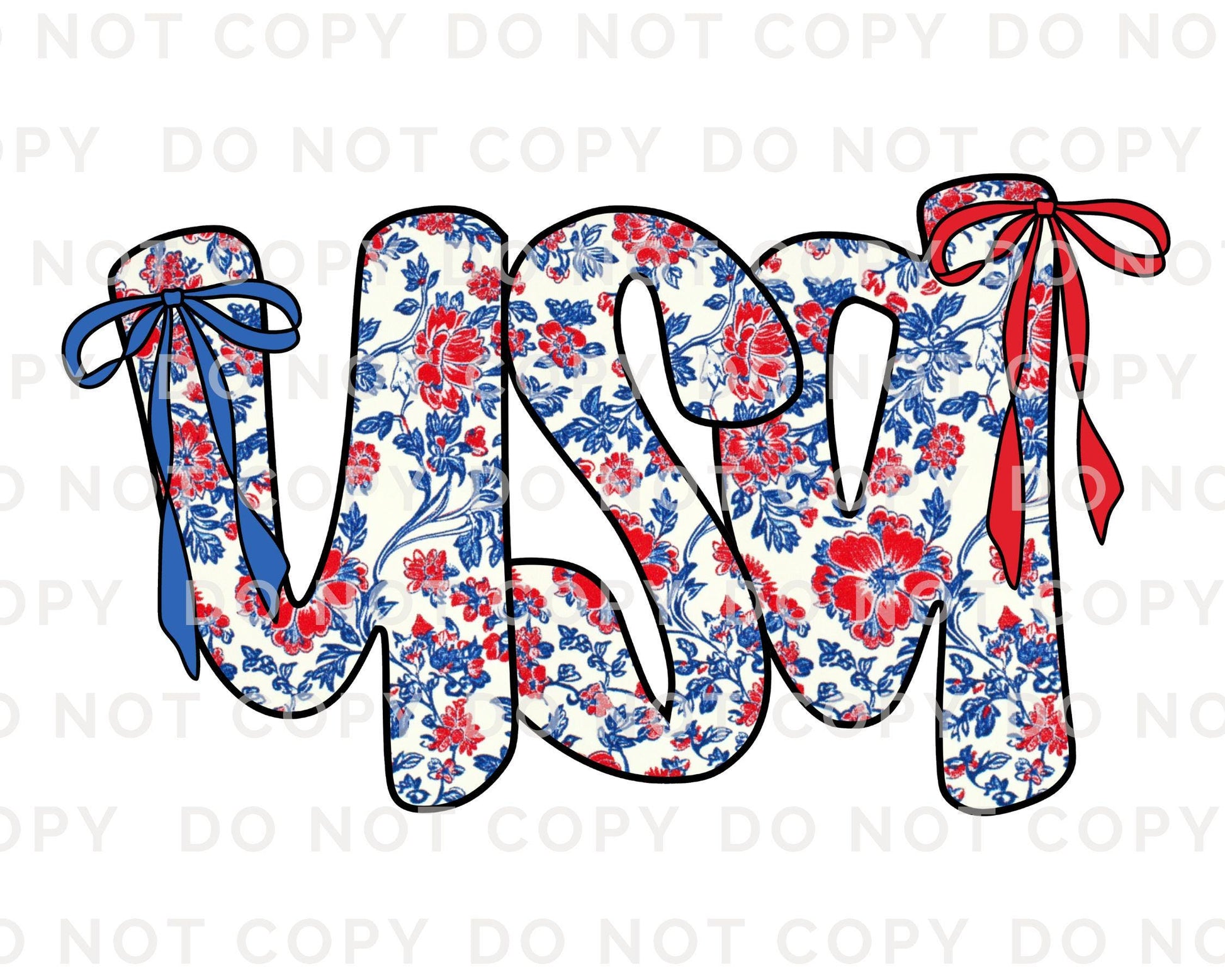 Coquette 4th of July DTF Transfers, Ready to Press, T-shirt Transfers, Heat Transfer, Direct to Film, USA, Ribbon, USA Floral Coquette Bow