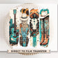 Western Cowgirl DTF Transfer, Ready to Press, T-shirt Transfers Heat Transfer, Direct to Film, Cowboy Boots, Country, Turquoise, Sunflower