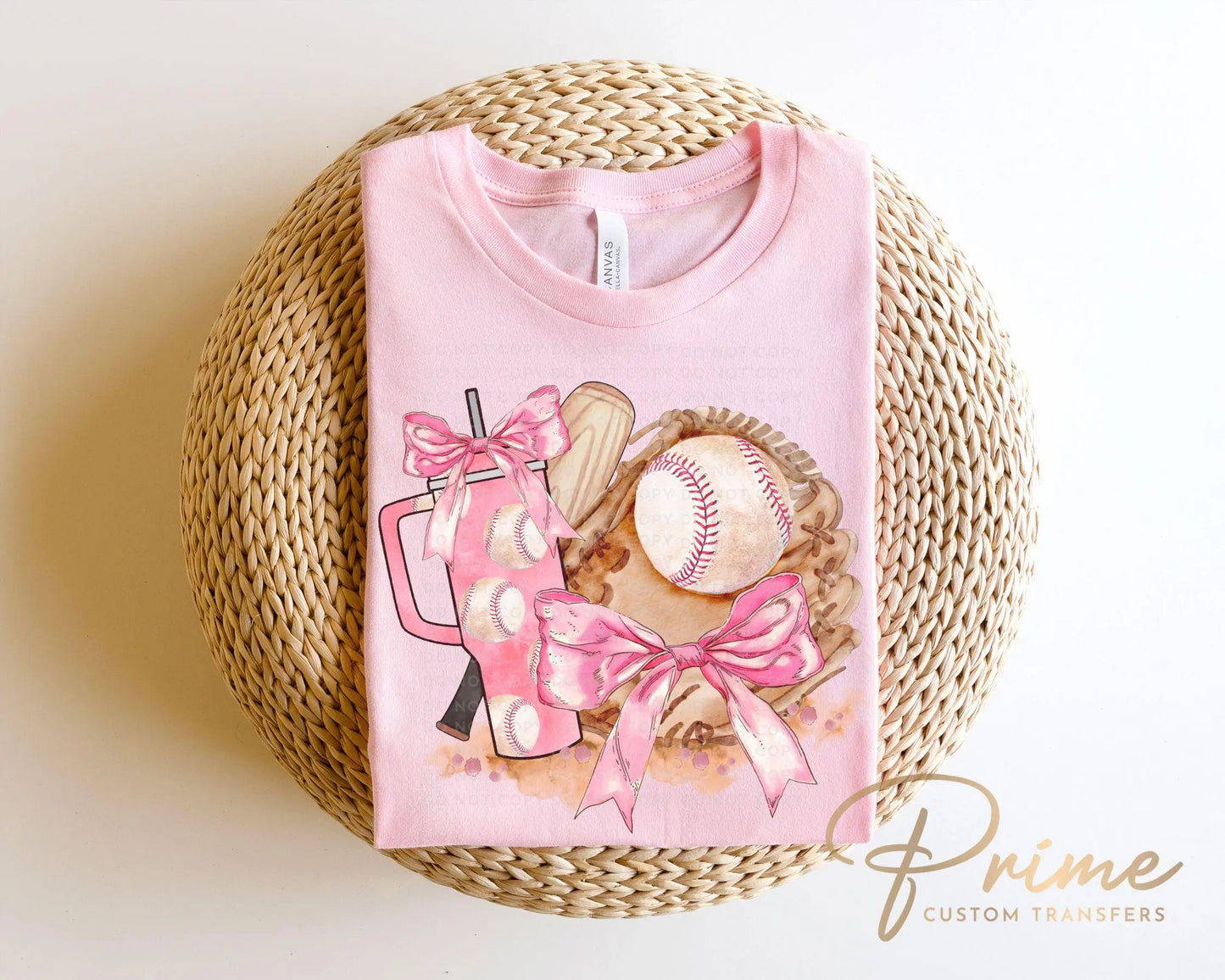 Pink Coquette Baseball DTF Transfers, Ready to Press, T-shirt Transfers, Heat Transfer, Direct to Film, Sports Tshirt, Bow, Girly, Tumbler