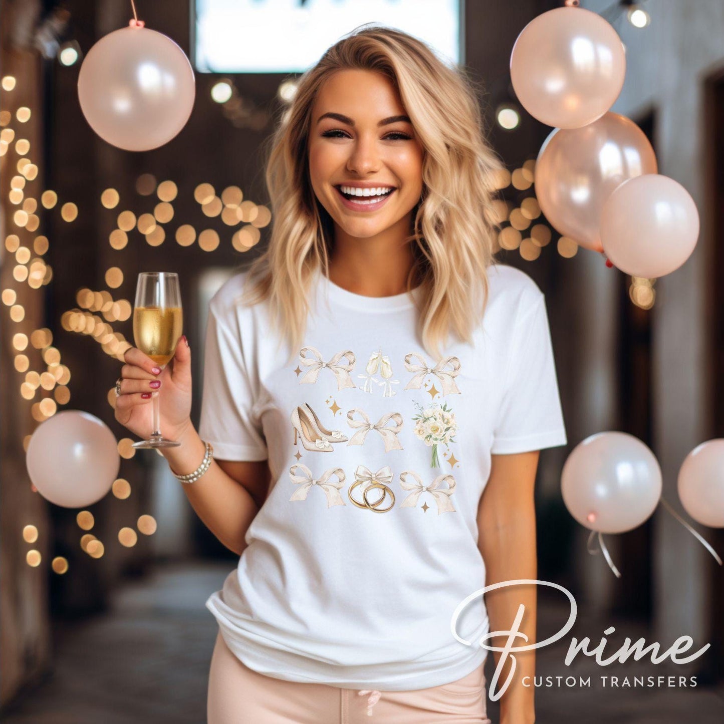 Bride DTF Transfer, Ready to Press, T-shirt Transfer, Heat Transfer, Direct to Film, Wedding, Bach, Bachelorette, Coquette Bridal Bows