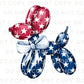 Patriotic Stars Balloon Dog DTF Transfers, Ready to Press, T-shirt Transfers, Heat Transfer, Direct to Film, Memorial Day, Fourth of July