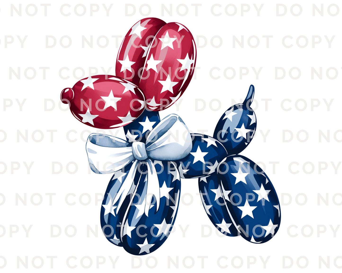 Patriotic Stars Balloon Dog DTF Transfers, Ready to Press, T-shirt Transfers, Heat Transfer, Direct to Film, Memorial Day, Fourth of July