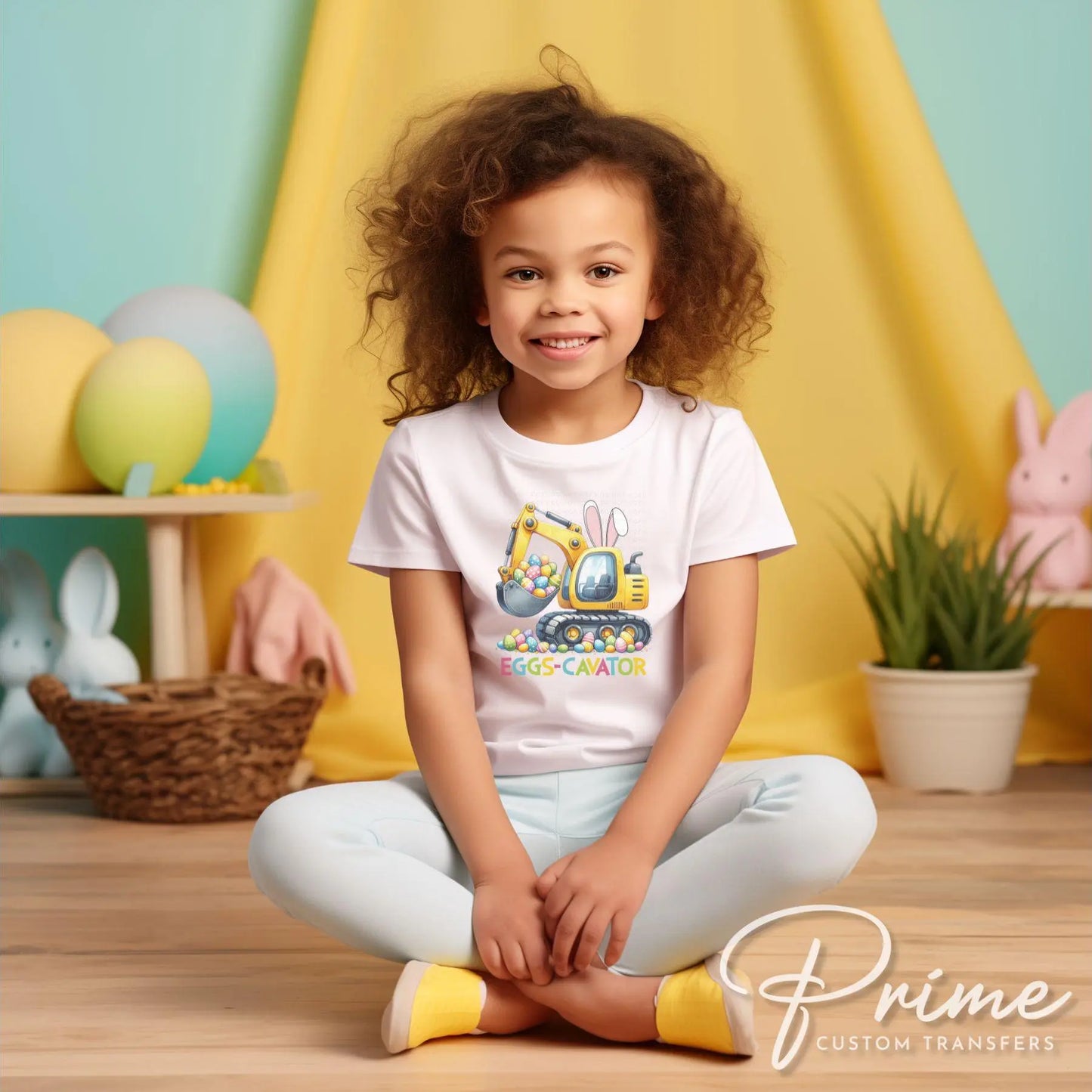 Easter DTF Transfer, Ready to Press, T-shirt Transfer, Heat Transfer, Direct to Film, Funny Easter Bunny Kids Shirt, Boy, Girl, Eggs-cavator