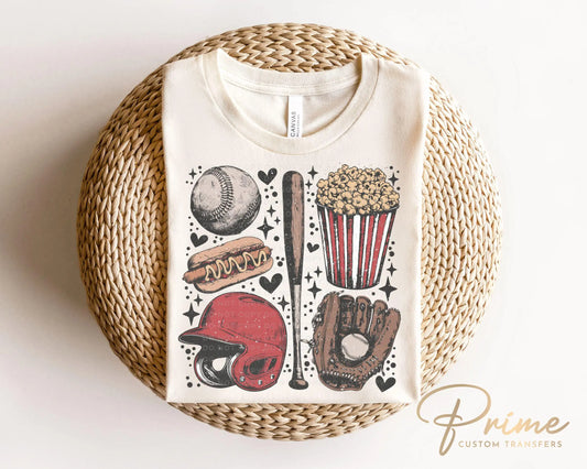 Baseball DTF Transfer, Ready to Press, T-shirt Transfers, Heat Transfer, Direct to Film, Game Day, Sports Mom Apparel, Retro Style Baseball