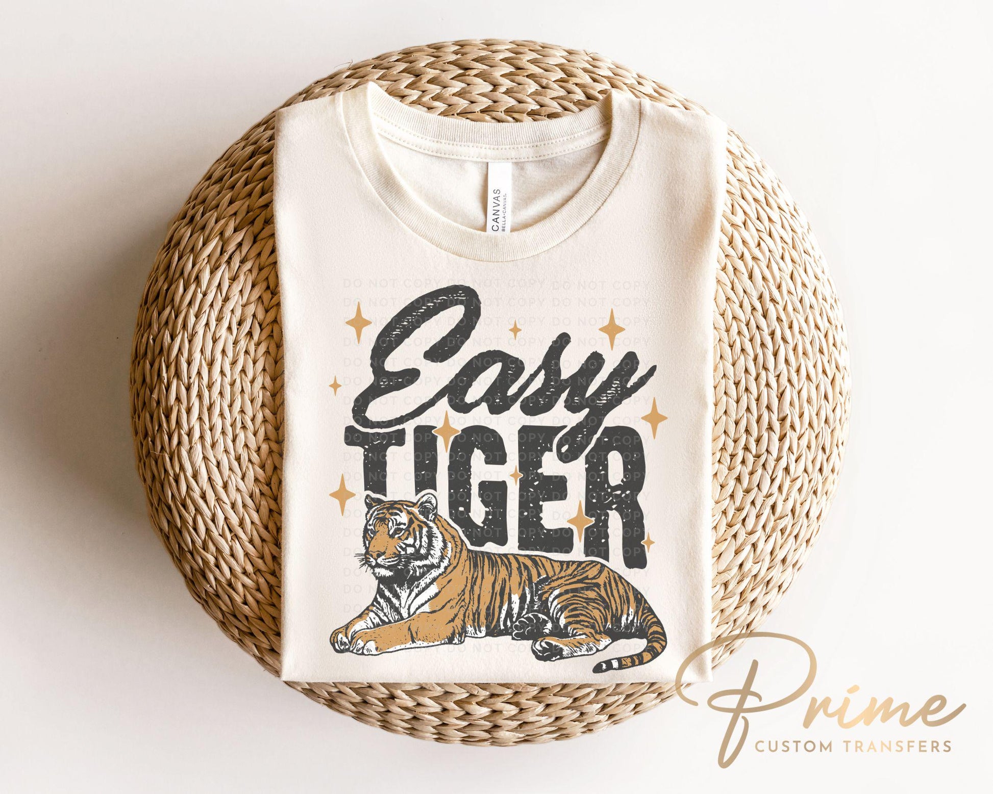Easy Tiger DTF Transfer, Ready to Press, T-shirt Transfer, Heat Transfer, Direct to Film, Retro Style, Trendy Funny Quote with Tiger Graphic