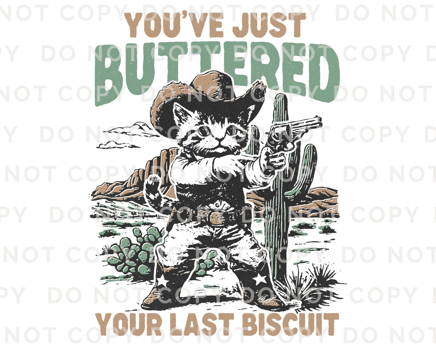 Western DTF Transfer, Ready to Press, T-shirt Transfers Heat Transfer, Direct to Film, Retro Style, Country, Cowboy, Funny Western Cat