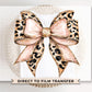 Leopard Coquette Bow DTF Transfers, Ready to Press, T-shirt Transfer, Heat Transfer, Direct to Film, Girly, Faux Glitter Animal Print Bow