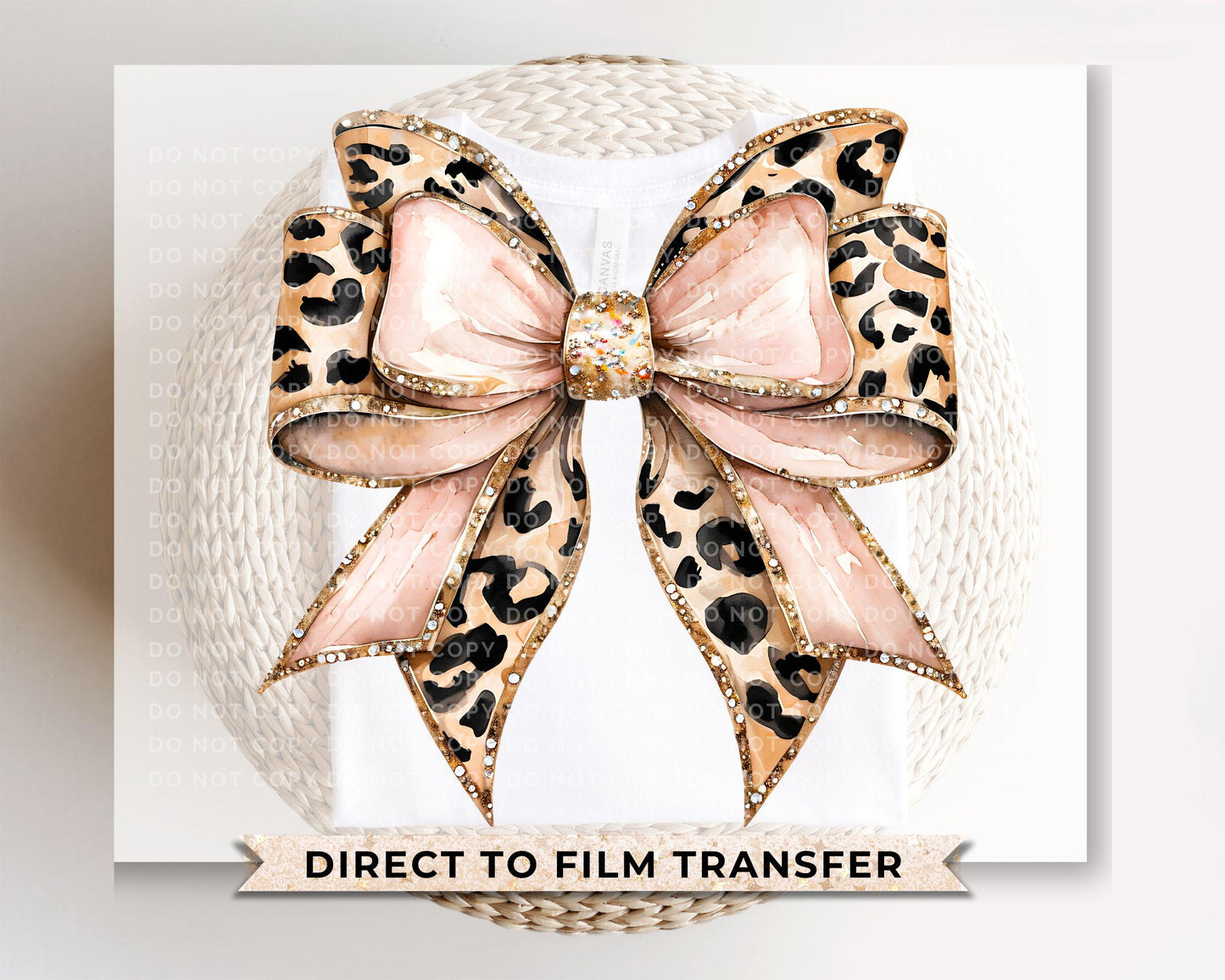 Leopard Coquette Bow DTF Transfers, Ready to Press, T-shirt Transfer, Heat Transfer, Direct to Film, Girly, Faux Glitter Animal Print Bow