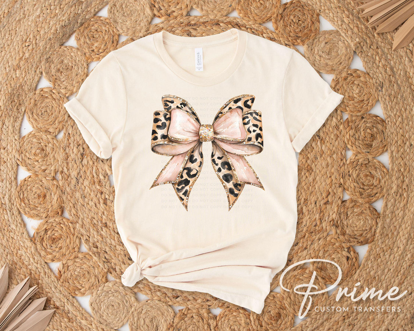 Leopard Coquette Bow DTF Transfers, Ready to Press, T-shirt Transfer, Heat Transfer, Direct to Film, Girly, Faux Glitter Animal Print Bow