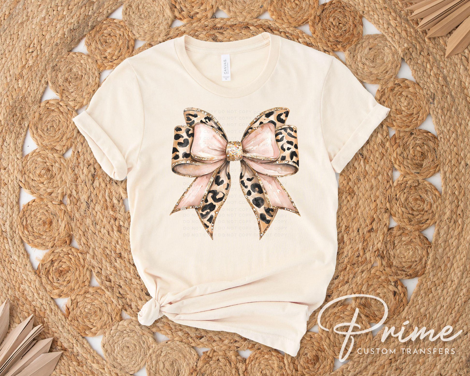 Leopard Coquette Bow DTF Transfers, Ready to Press, T-shirt Transfer, Heat Transfer, Direct to Film, Girly, Faux Glitter Animal Print Bow