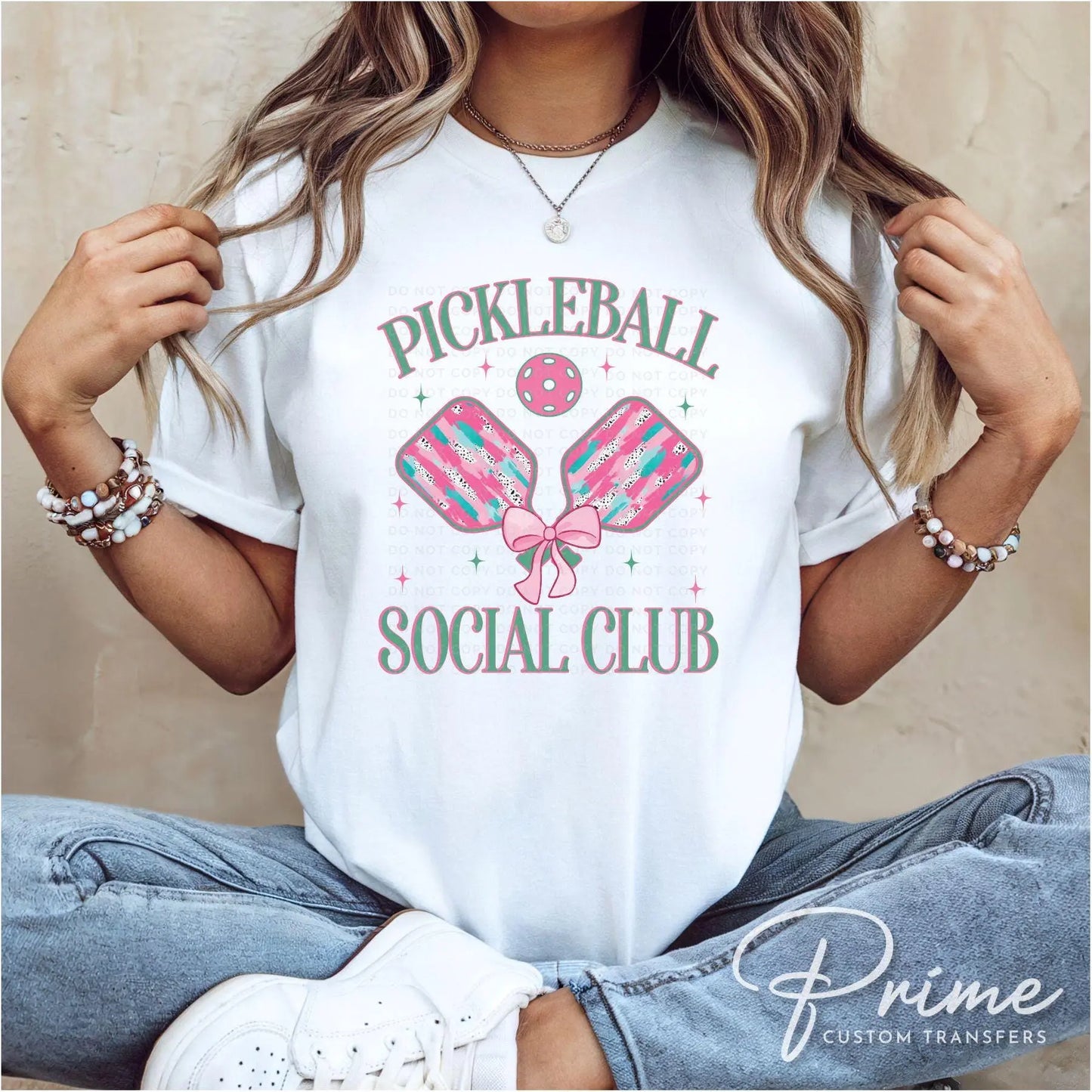 Pickleball DTF Transfer, Ready to Press, T-shirt Transfer, Heat Transfer, Direct to Film, Preppy, Brushstroke Pickleball Social Club